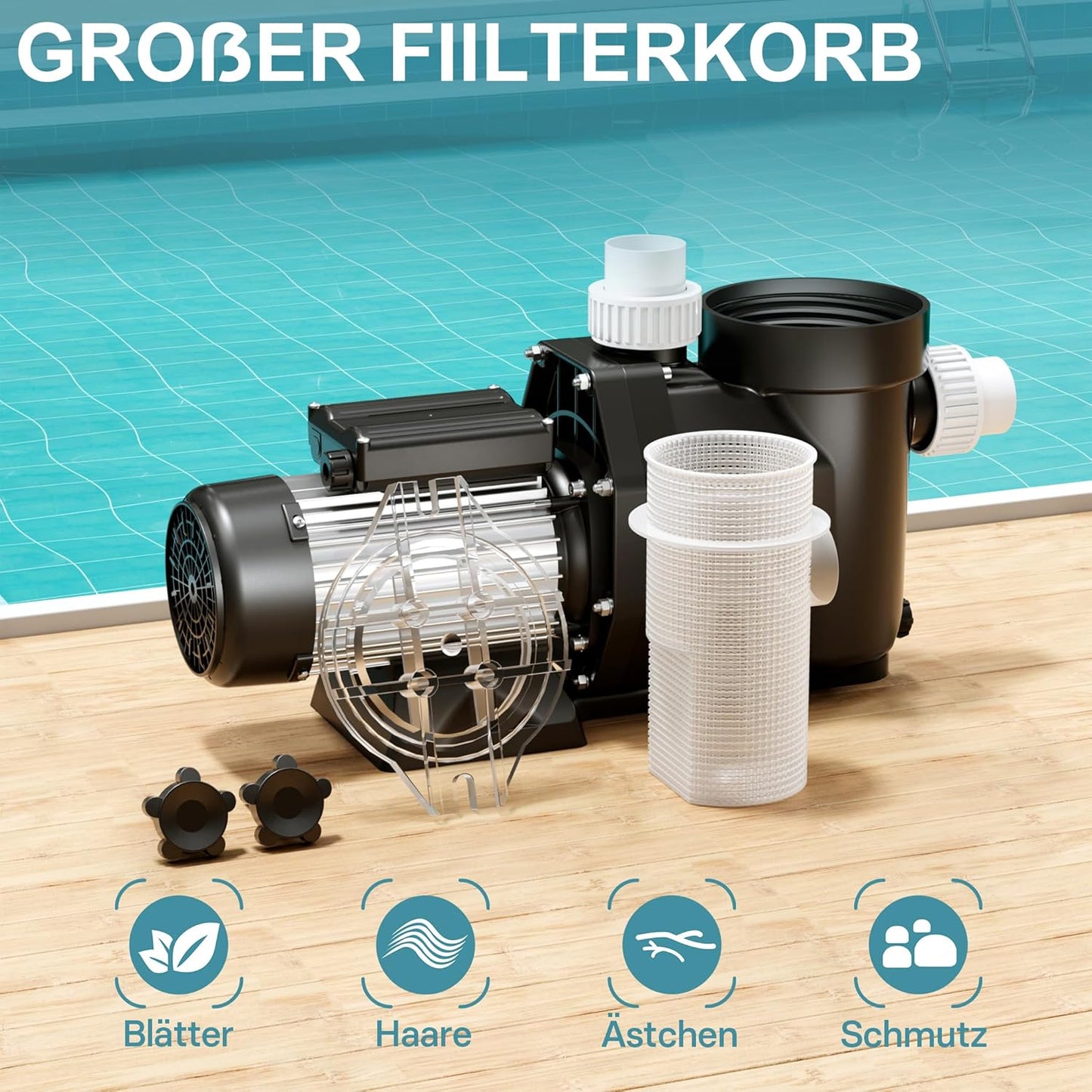 Poolpumpe, 19200 l/h 750W