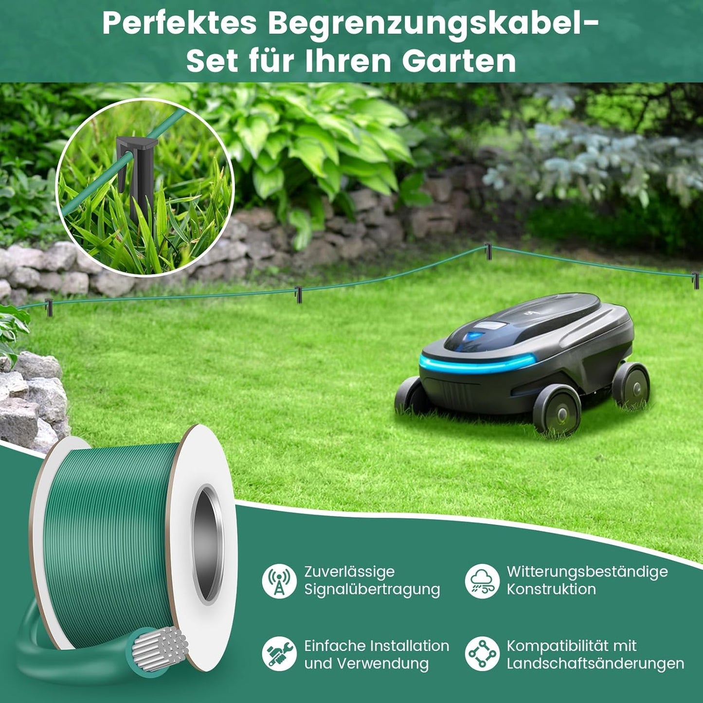 Begrenzungskabel-Set für Mähroboter, 150M