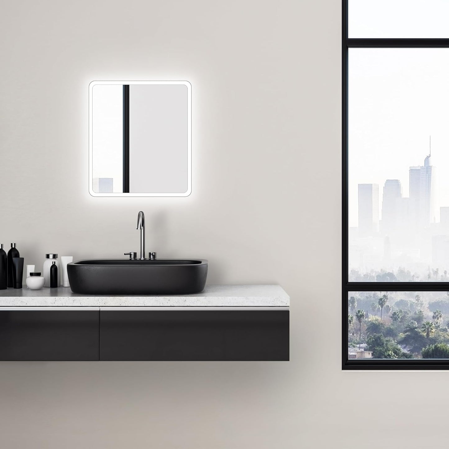 Badezimmerspiegel mit LED-Beleuchtung, 40L x 45B cm