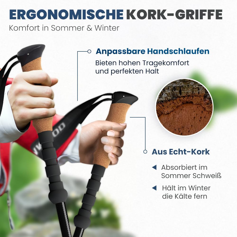Premium Carbon Wanderstöcke, Carbon Teleskop 1 Paar