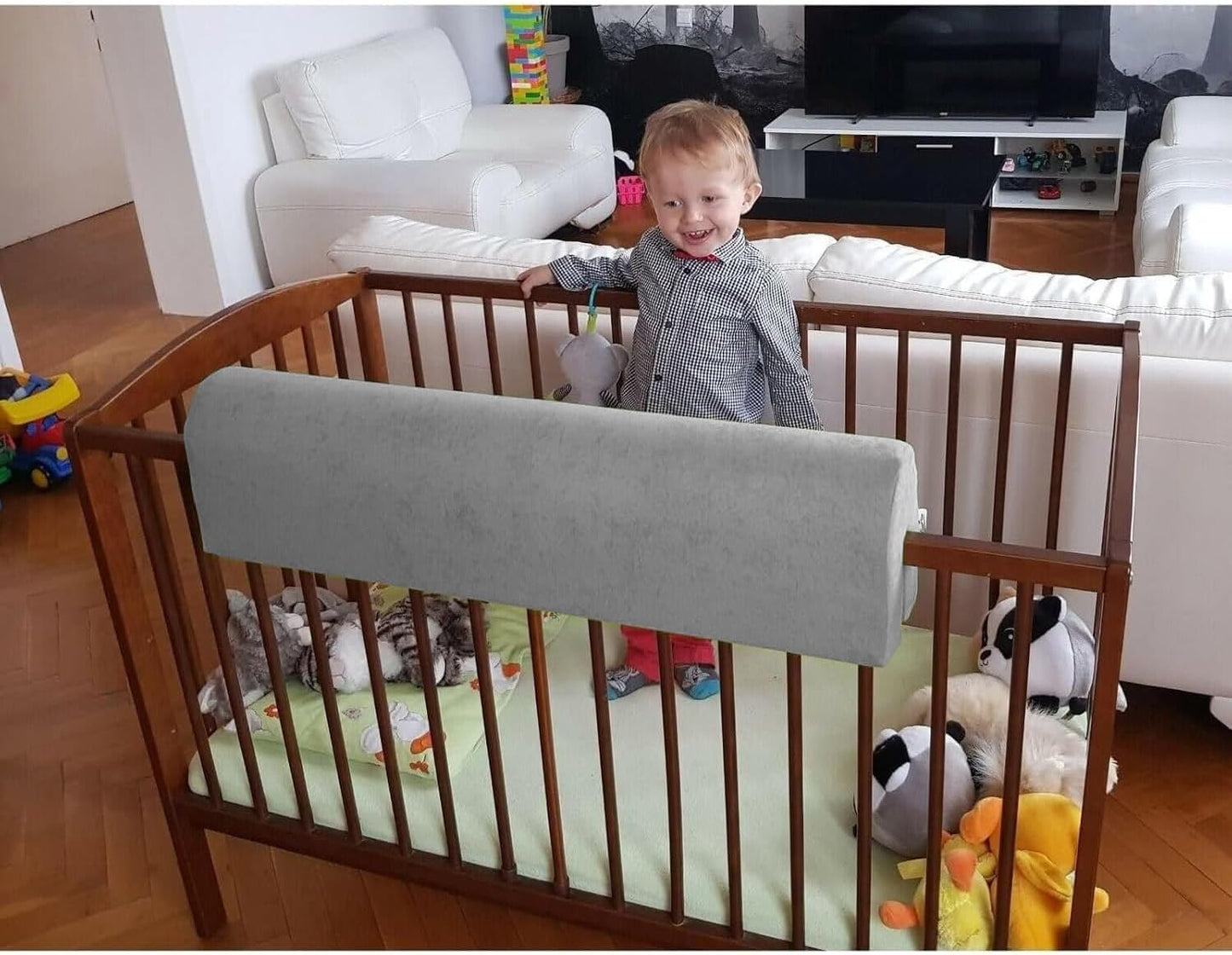 Bettkantenschutz für Kinderbetten, 100 cm Grau