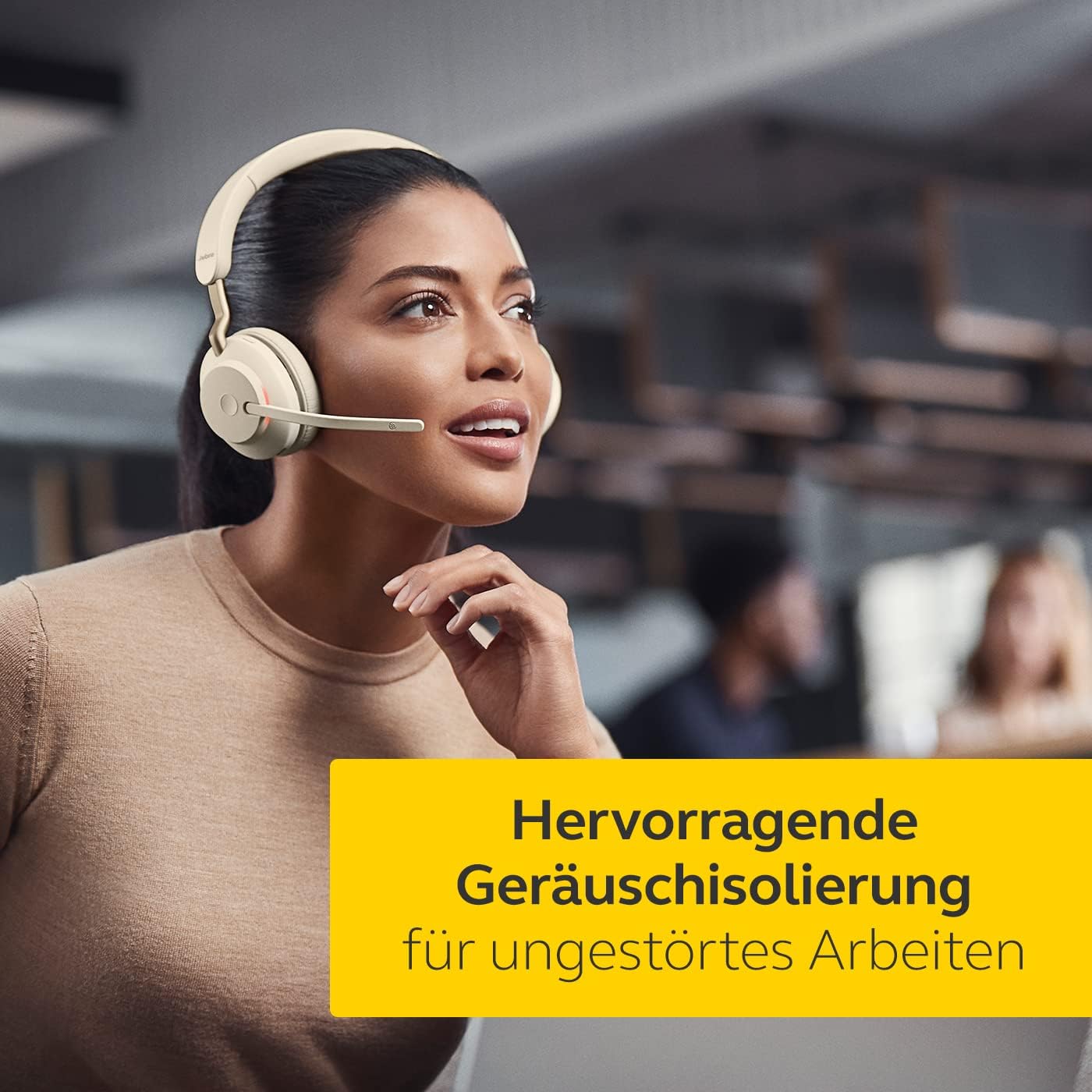 Evolve2 65 Wireless PC Headset mit Ladestation, Beige Mono Dongle USB-C+Support Optimiert für Microsoft Teams