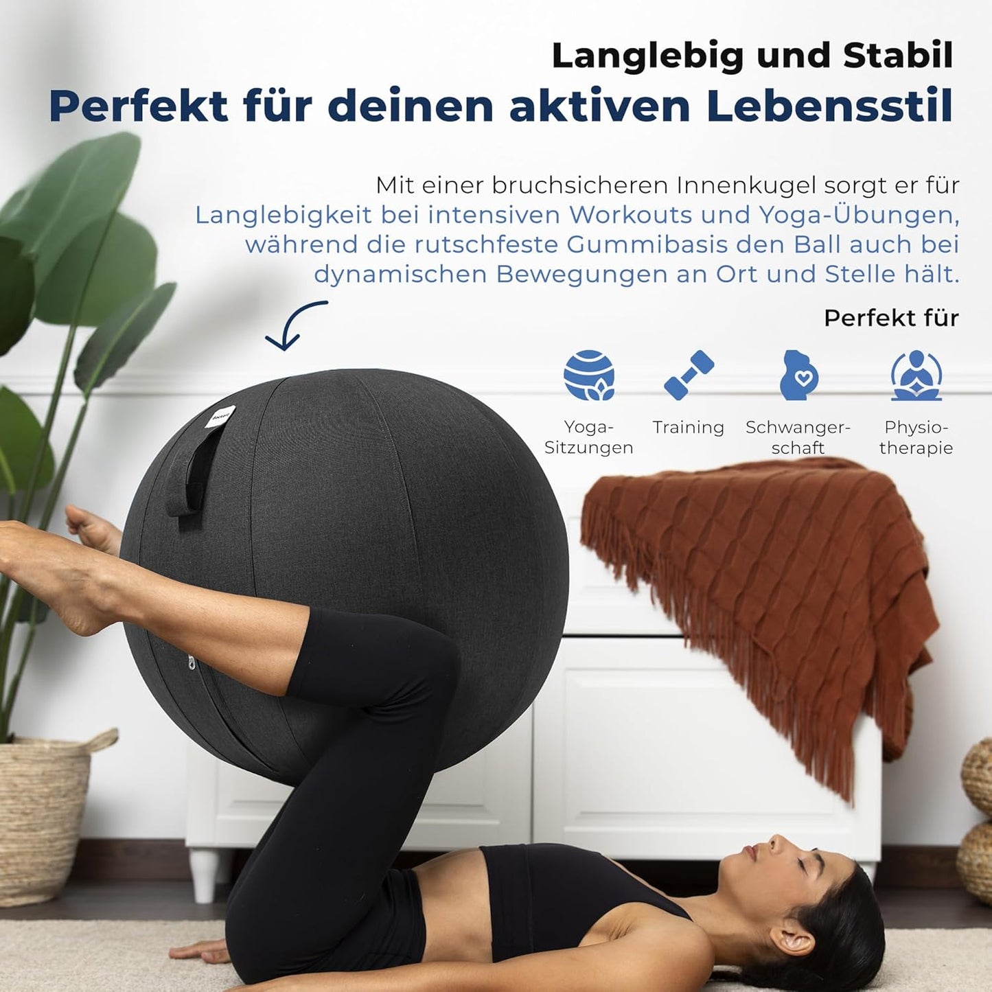 Ergonomischer Sitzball für Büro und Homeoffice, 65 cm Rot