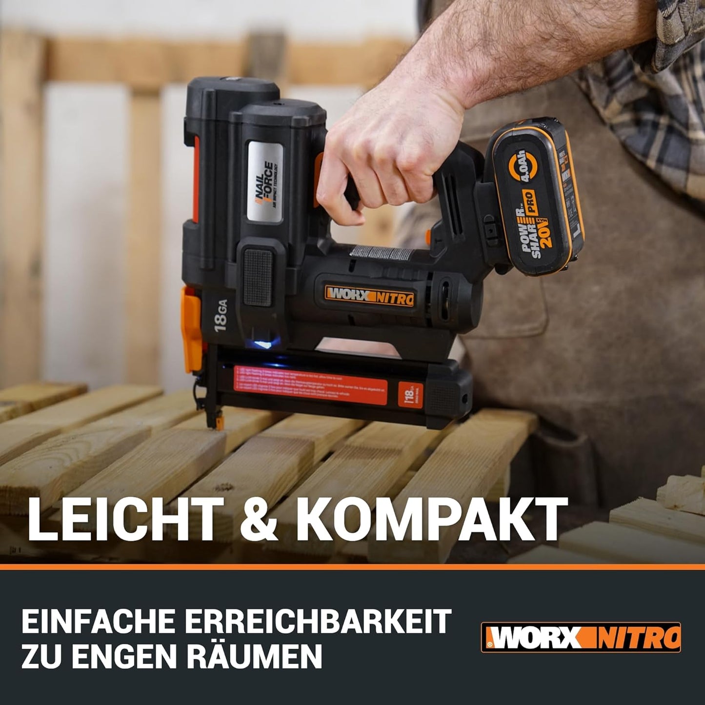 Akku-Tacker WX844.9, Tacker Für Klammern bis 40mm - Nitro Version ohne Akku & Ladegerät