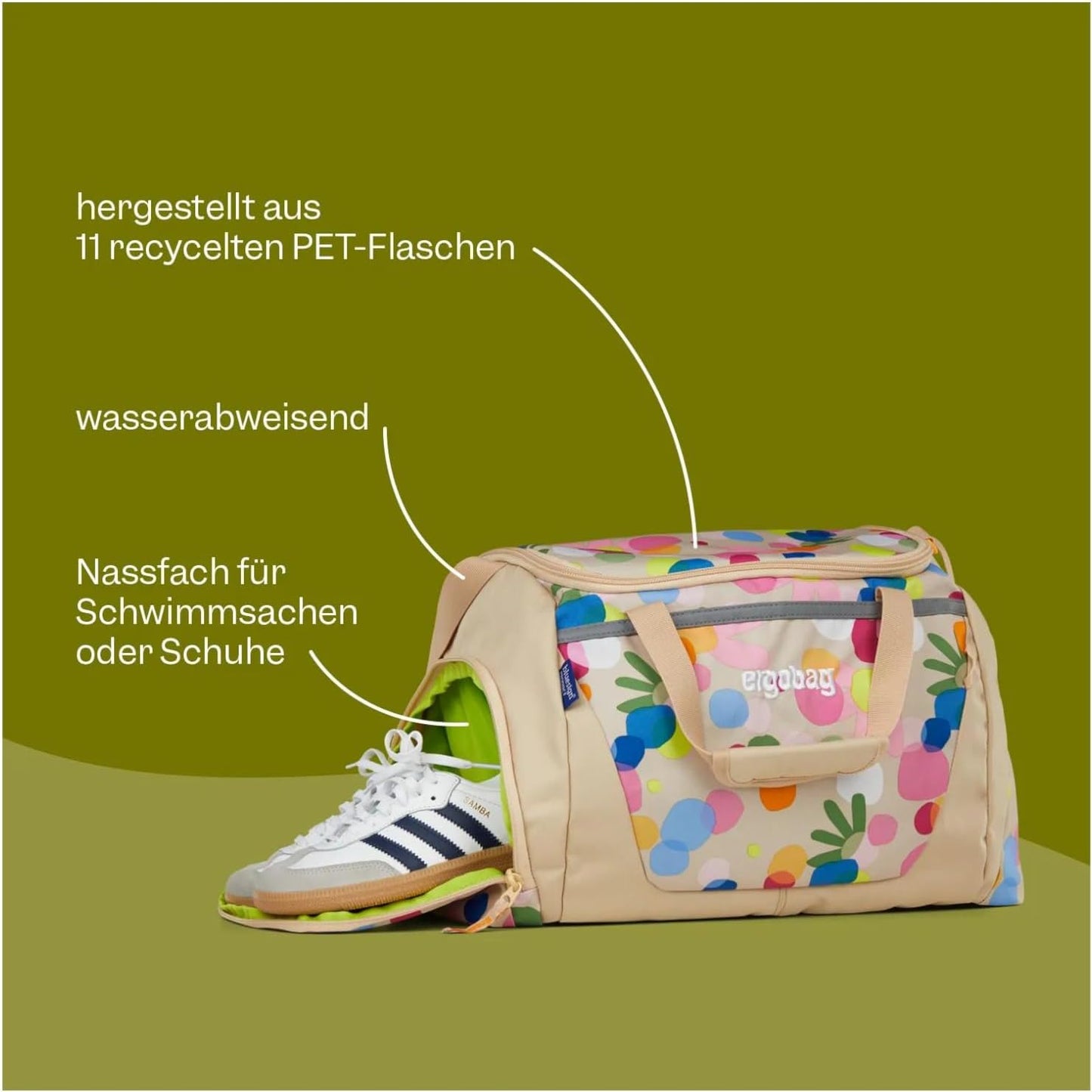 Kindersporttasche mit Schuhfach, Wolkenzaubär - Pink
