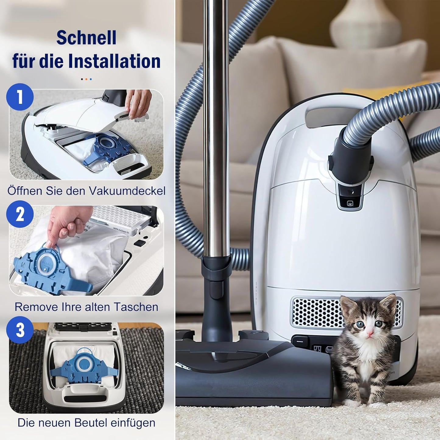 10 x Staubsaugerbeutel mit Abluft- und Motorschutzfilter, 10 Stück Staubsaugerbeutel