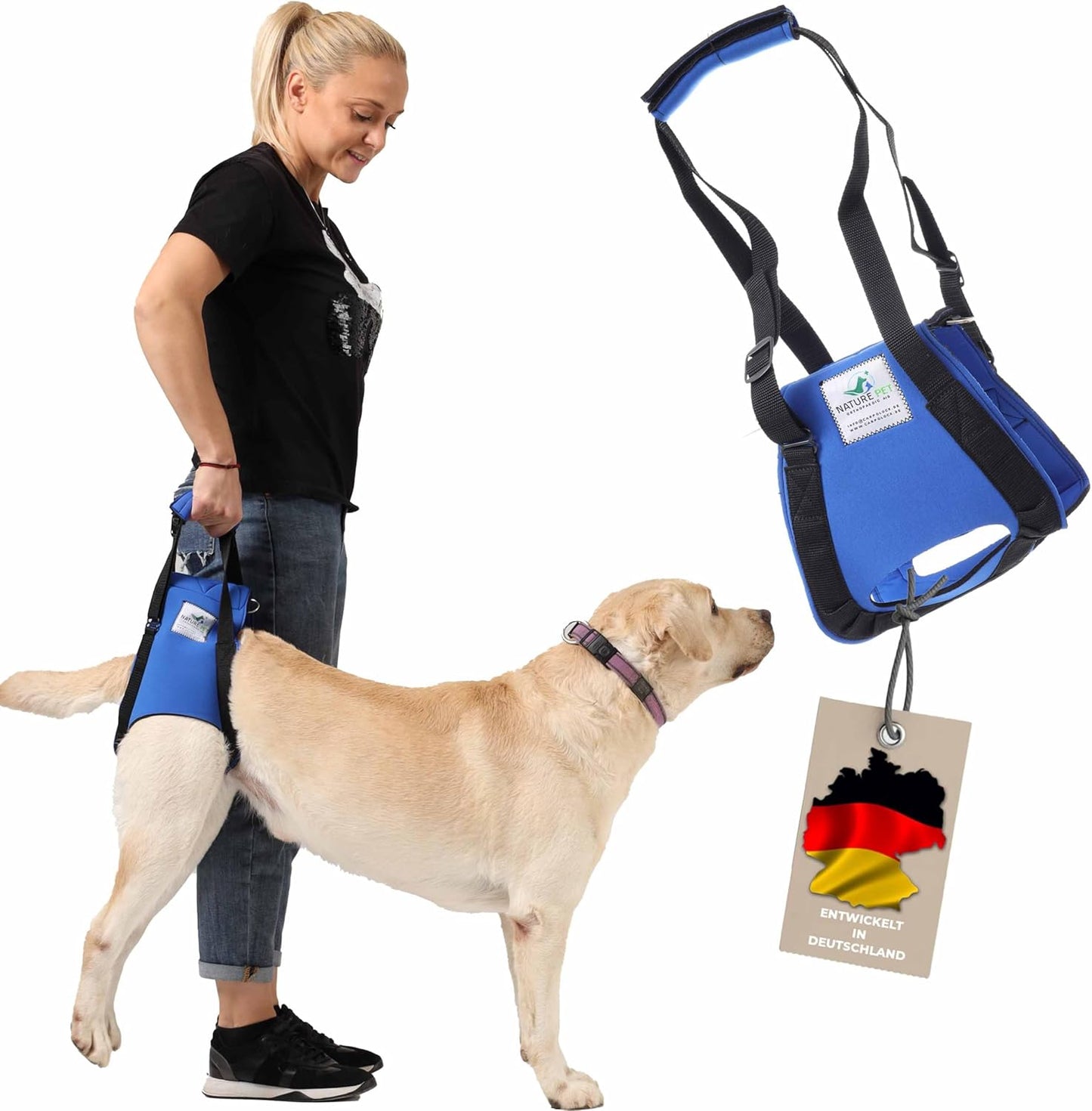 Tragehilfe für Hunde hinten (XXL), XXL Blau