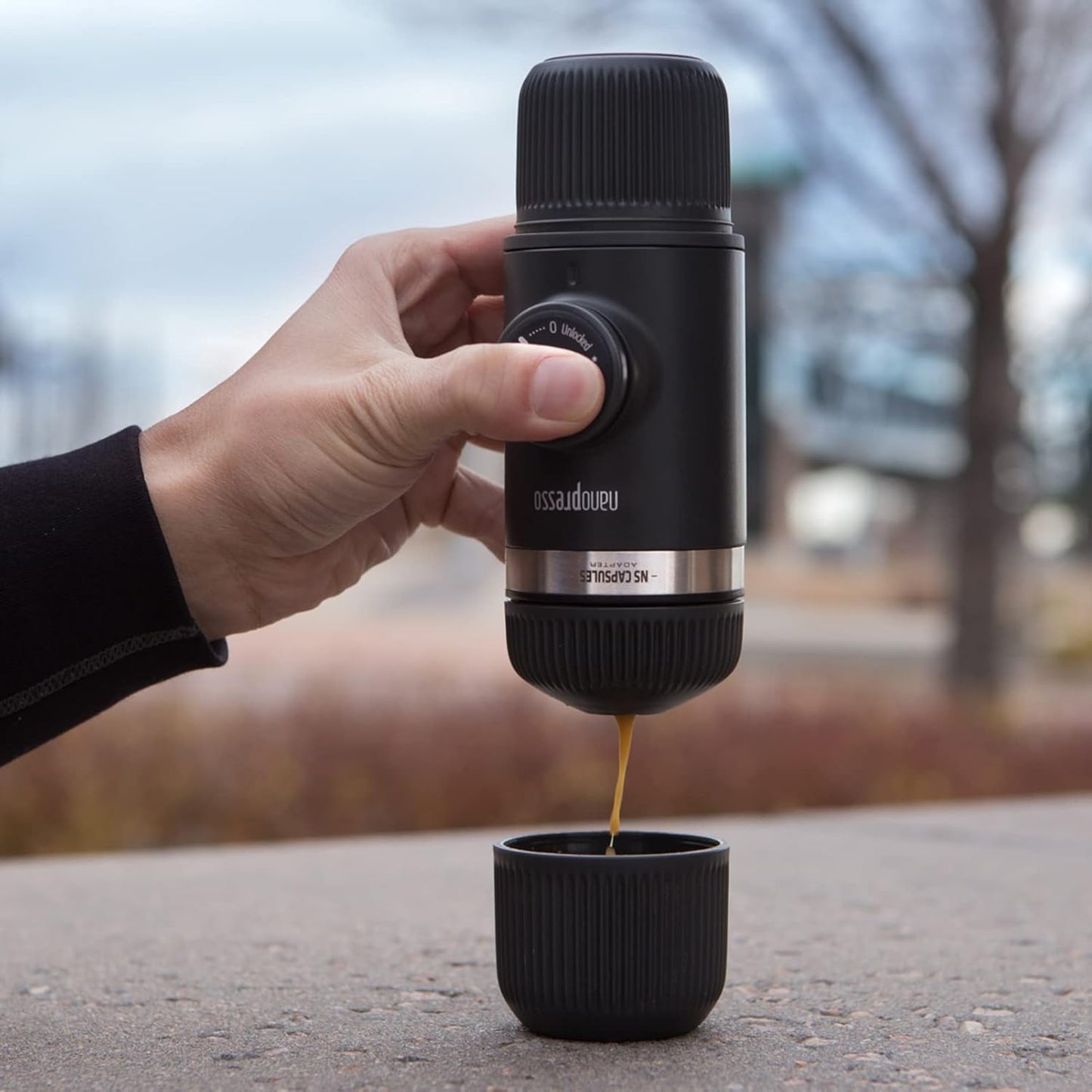 Nanopresso Tragbare Espressomaschine mit NS-Adapter, Dunkelgrau-manuell
