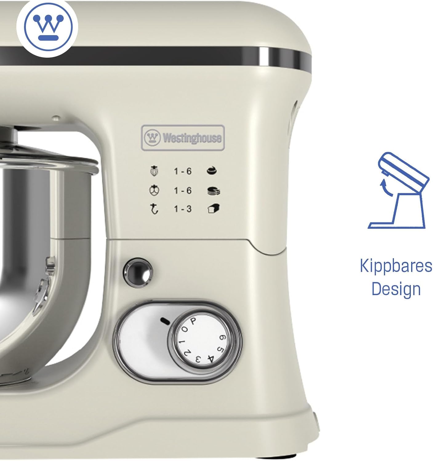 Retro Standmixer mit Rührschüssel, Beige