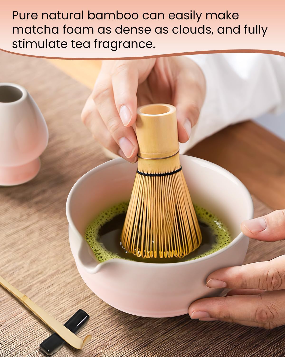7-teiliges Matcha-Teeset mit Zubehör, Rosa Farbverlauf