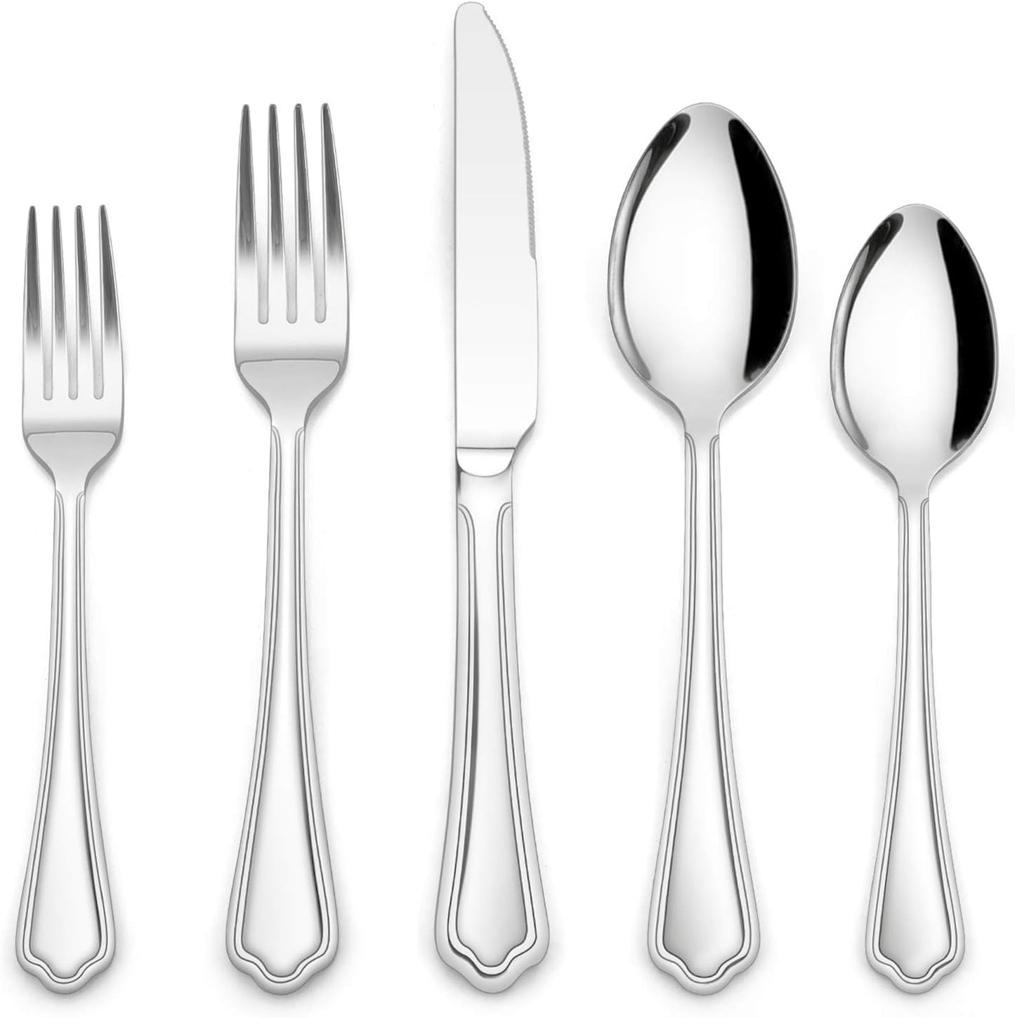 30-teiliges Besteck-Set mit gewelltem Rand, Besteck Set mit Gewellter Rand Griff