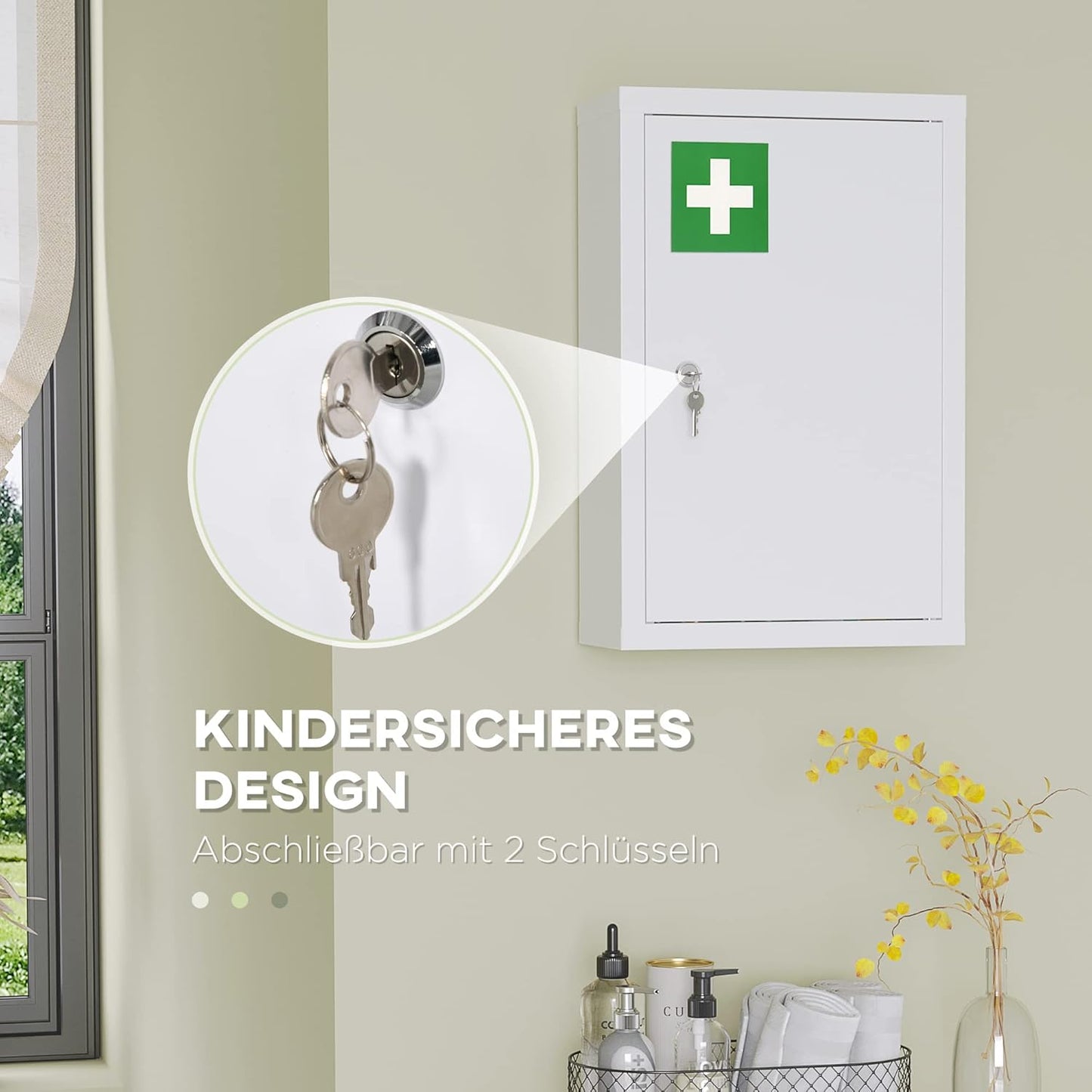 Abschliessbarer Medizinschrank mit 3 Schichten