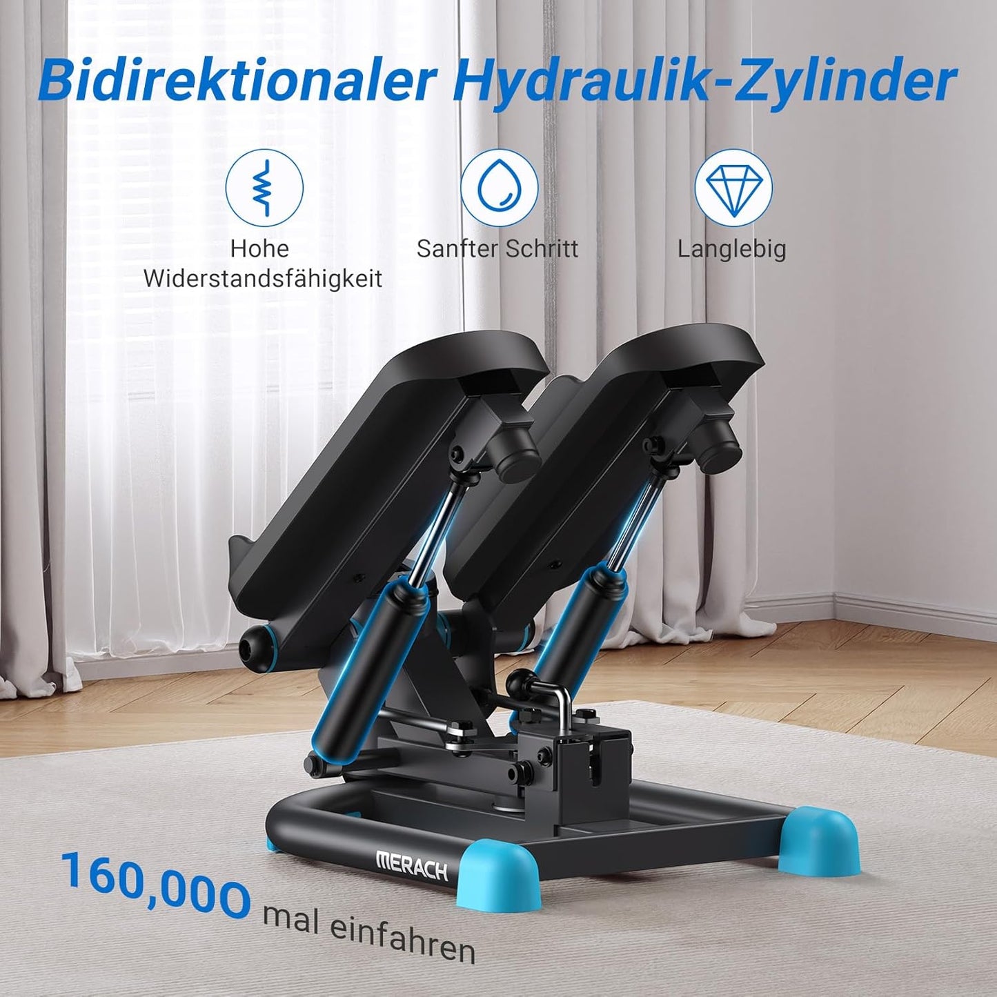 Mini Swing Stepper mit Widerstandsbändern, Schwarz