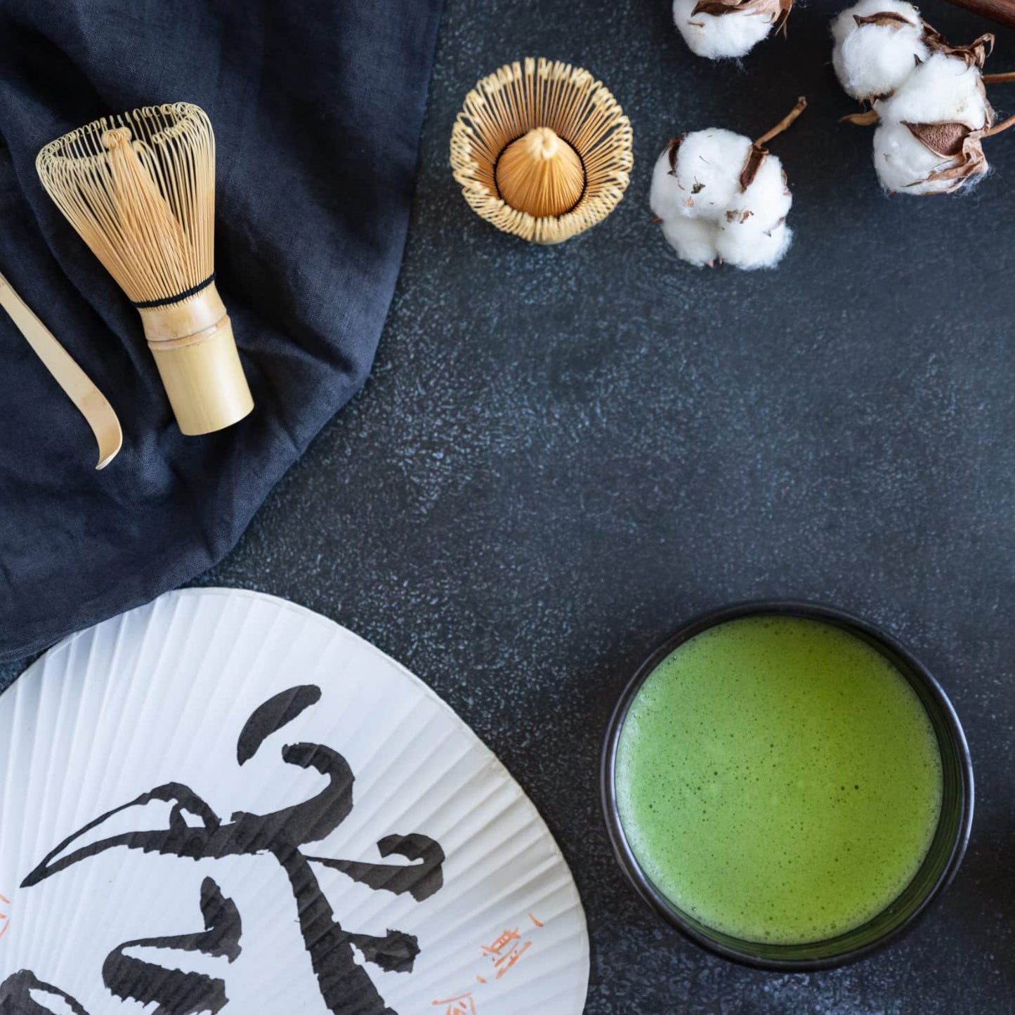 Matcha Teezeremonie-Set (5-teilig), 5-teiliges Premium Matcha Set schwarzer Schale