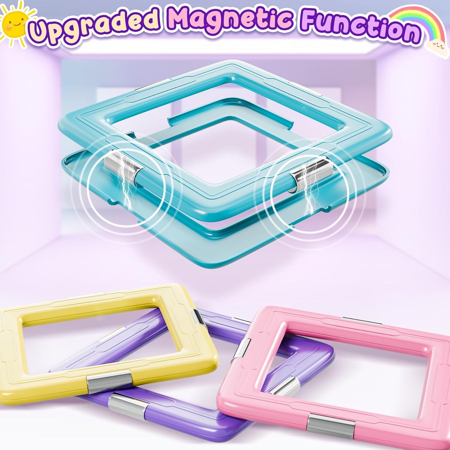40-teiliges magnetische Bausteine, Pink – Satte Farbe