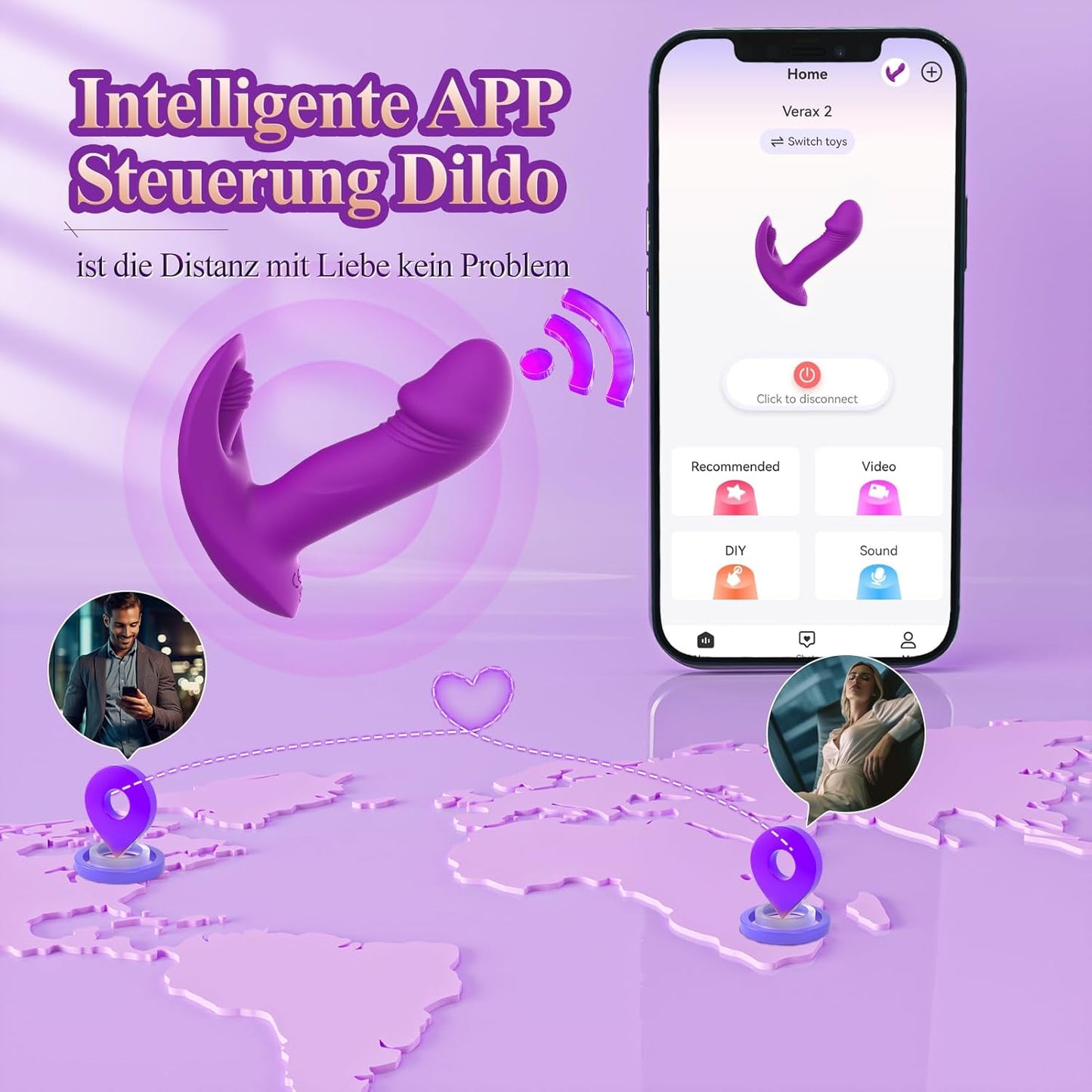 App-gesteuerter G-Punkt-Vibrator mit 9 Modi & Swing-Stossfunktion, Lila