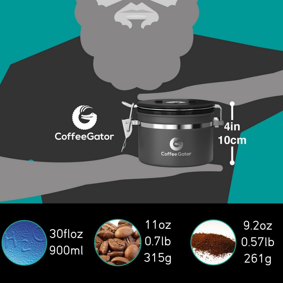 Kaffeedose mit Datumsverfolgung und Ventil, Grau Klein