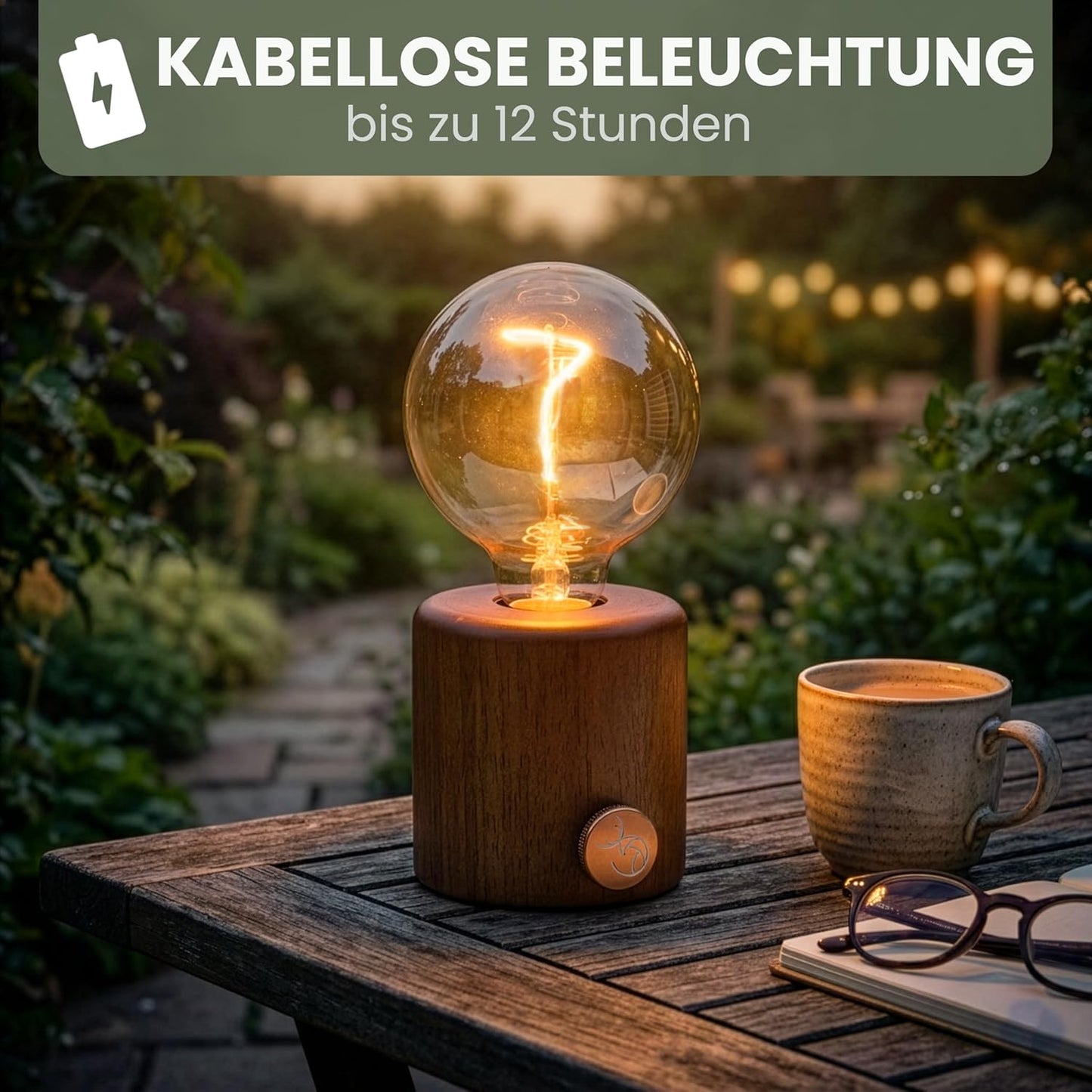 Dimmbare Nachttischlampe, Holz