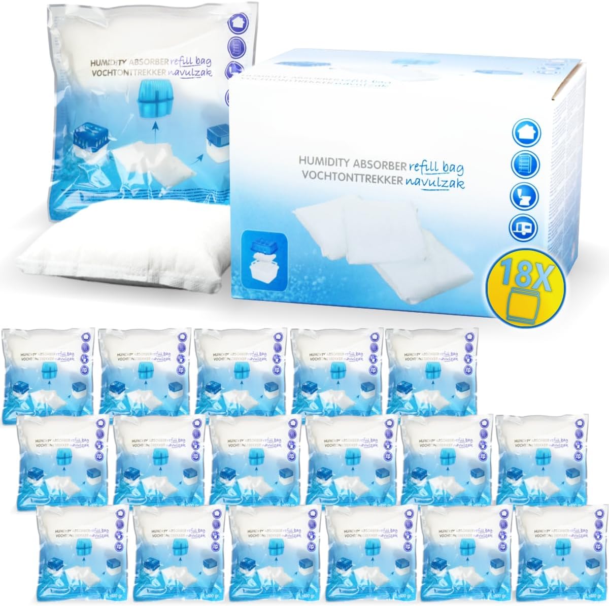 Luftentfeuchter Nachfüllpack-Set, 18x Nachfüllpack 400g