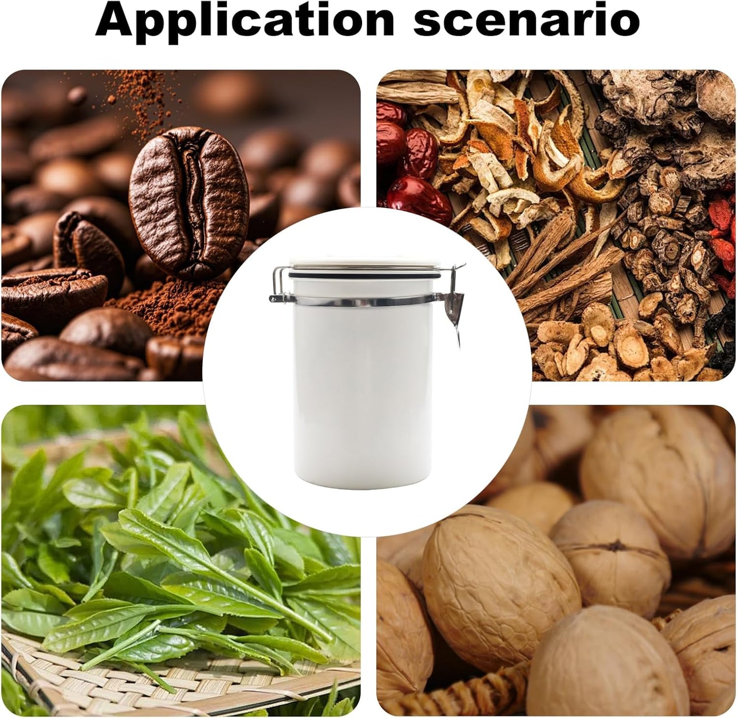 Airtight Kaffeedose mit Datumsanzeige-Deckel, Cremeweiß