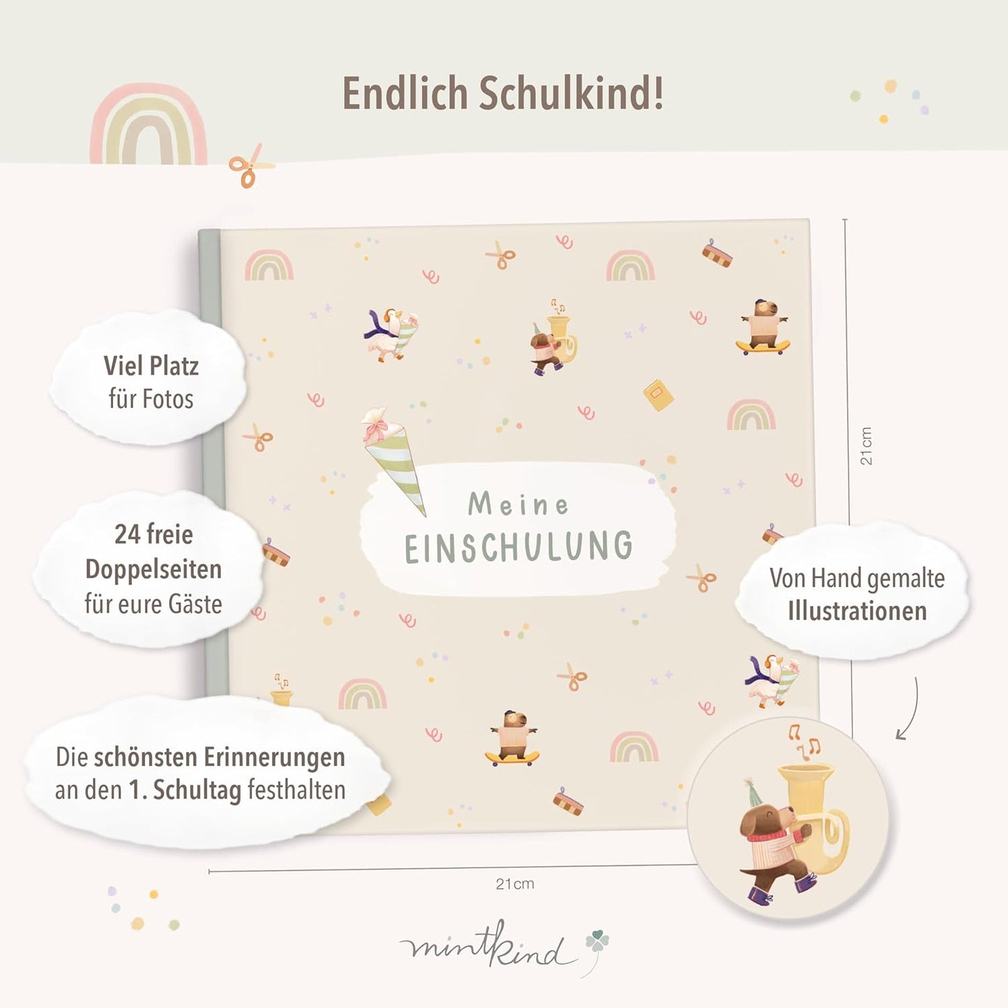 Einschulungs-Gästebuch, Beige