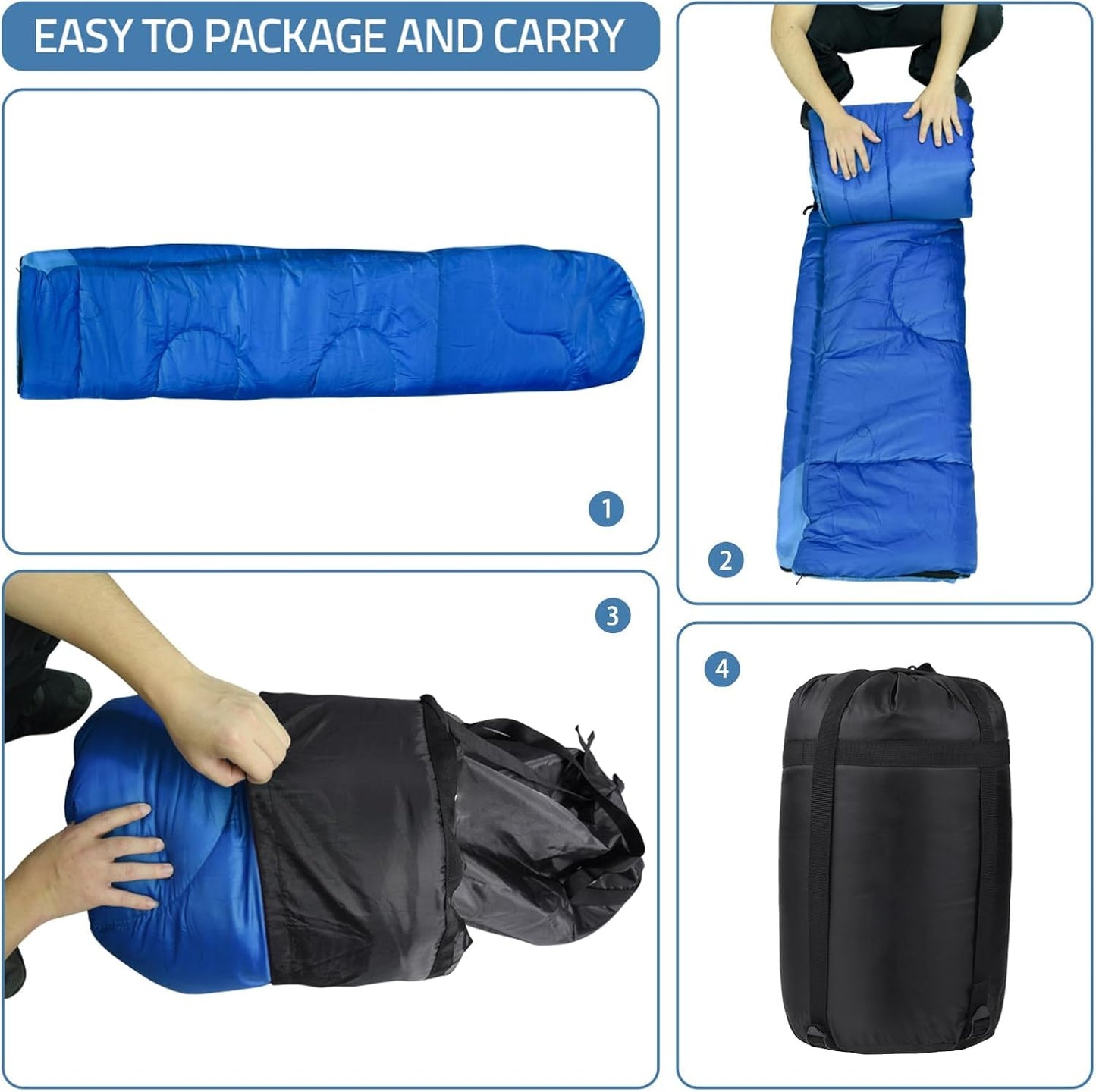 3-Jahreszeiten Deckenschlafsack für Camping, Blau. L