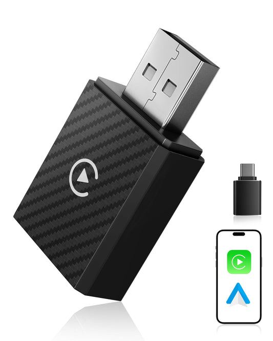 2-in-1 CarPlay & Android Auto Wireless Adapter, Schwarz