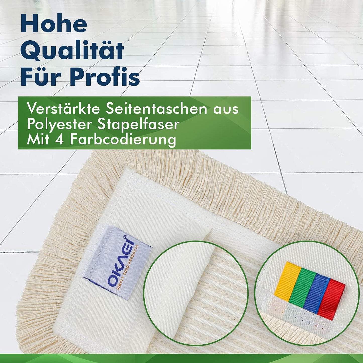 Wischmopp Bezug-Set, 50 cm 10 Stück Damp Mop Beige