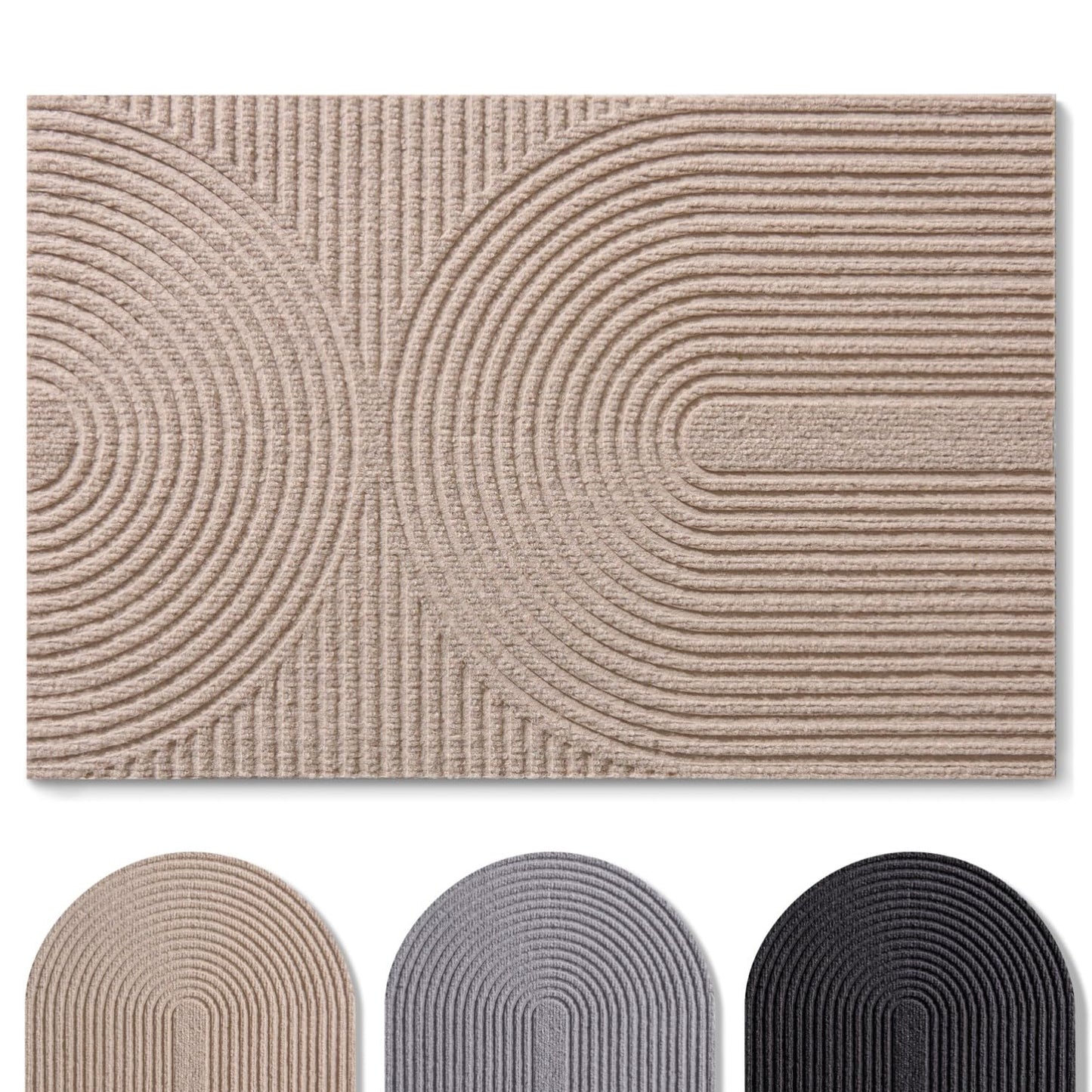 Rutschfeste Fussmatte, 60x90cm Beige Wellen