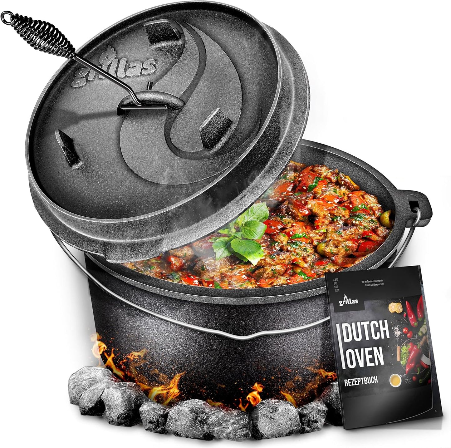 Dutch Oven Set, Topf ohne Füsse, 13,6 Liter / 12 QT