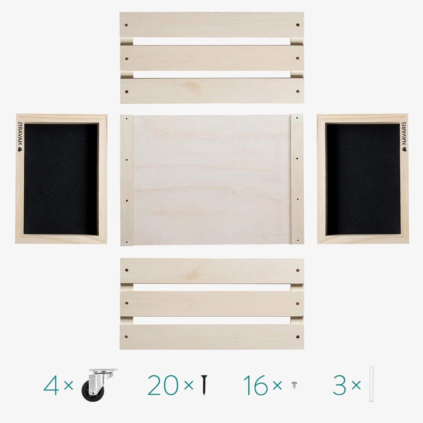 Schallplatten-Kiste mit Kreidetafel, Naturfarben