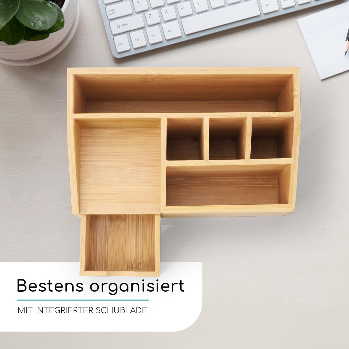 Schreibtisch-Organizer mit Schublade, Natur