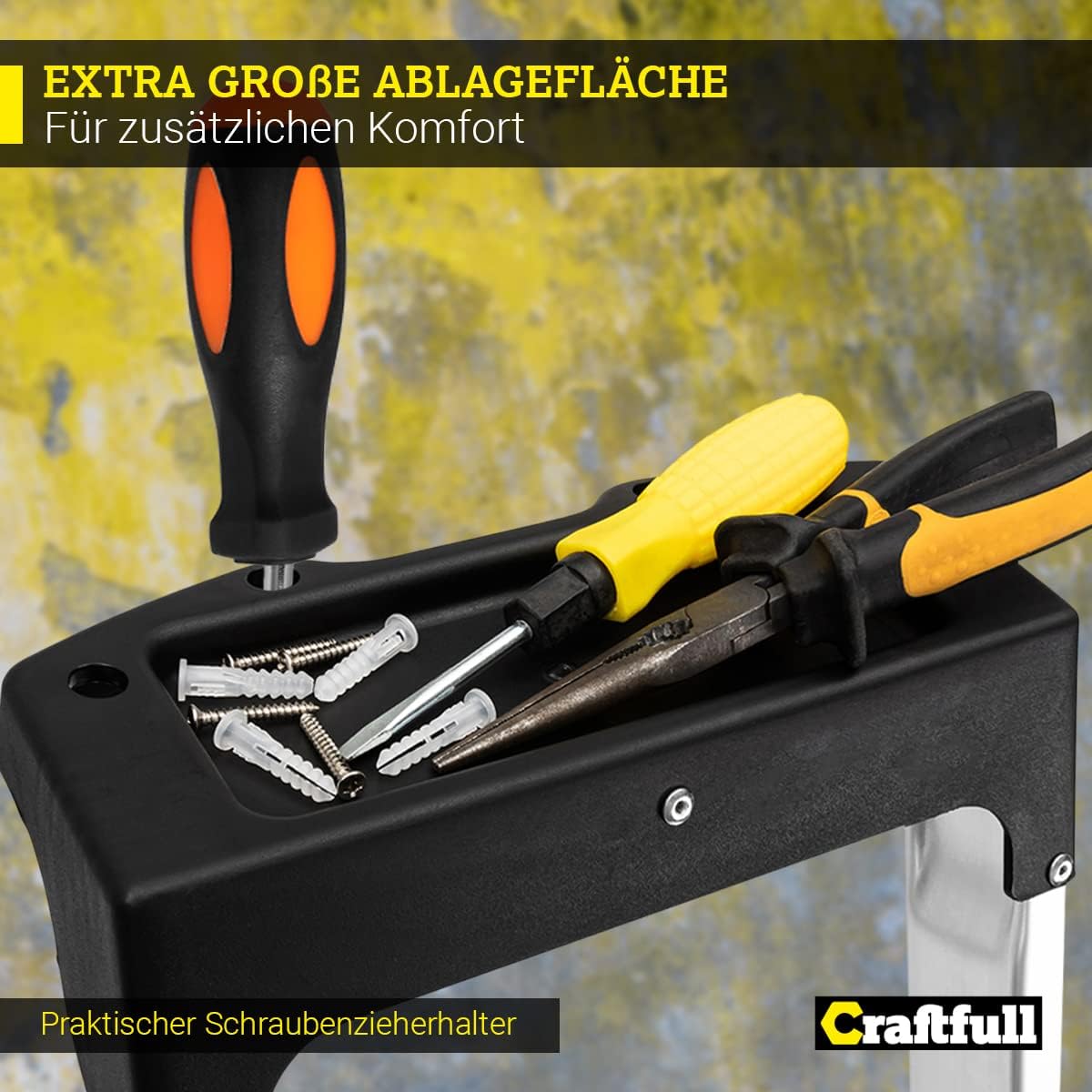 5-stufige Stehleiter CF-133B mit Ablage, klappbar, 5 Stufen