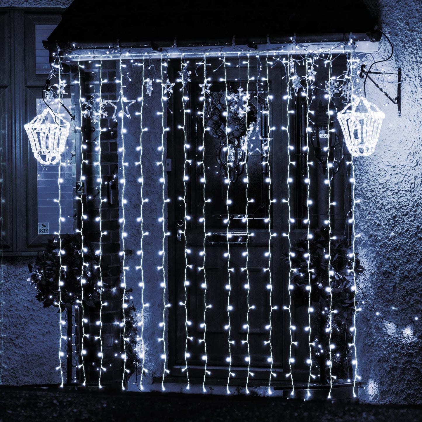 LED Lichtervorhang 3x3m mit 8 Modi und Memory-Funktion, 3*3m Kaltweiss