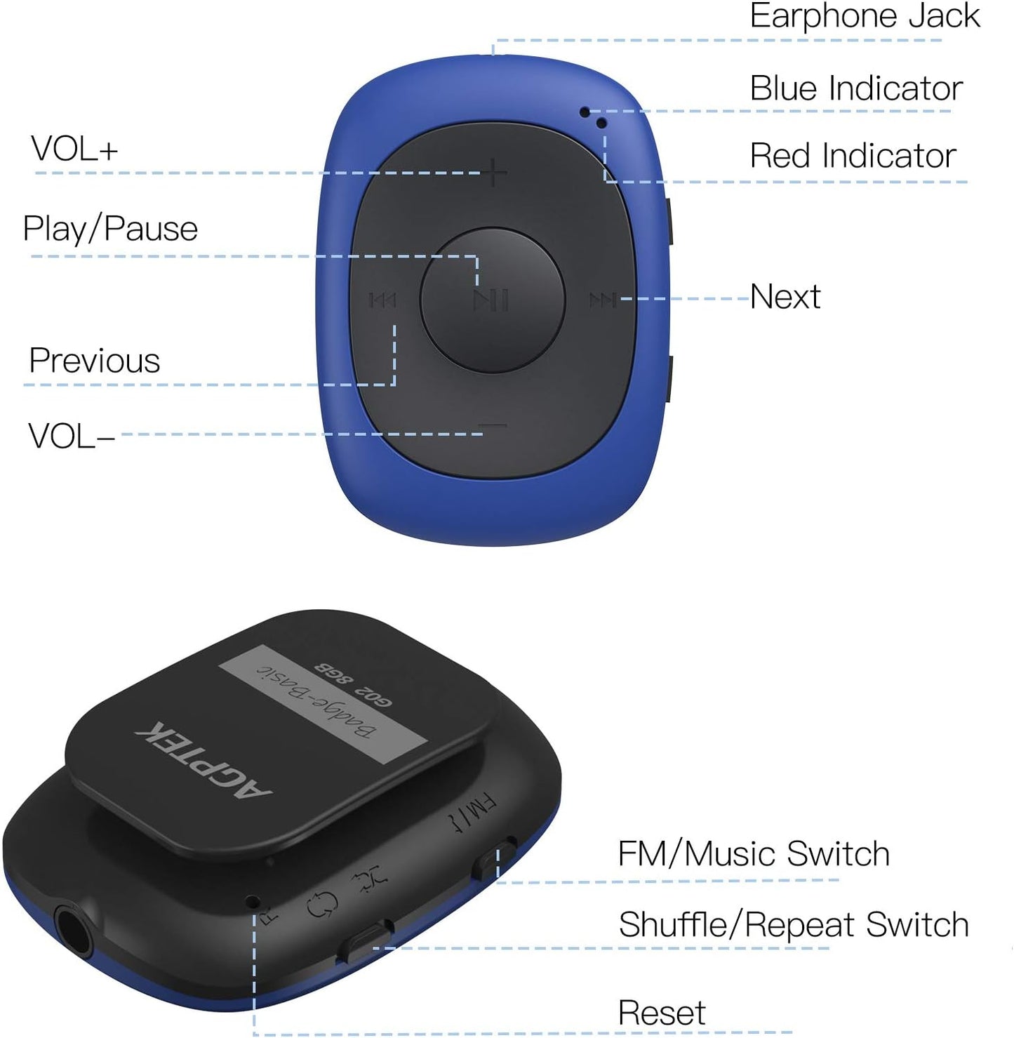 Mini Clip MP3 Player SML, 8Go