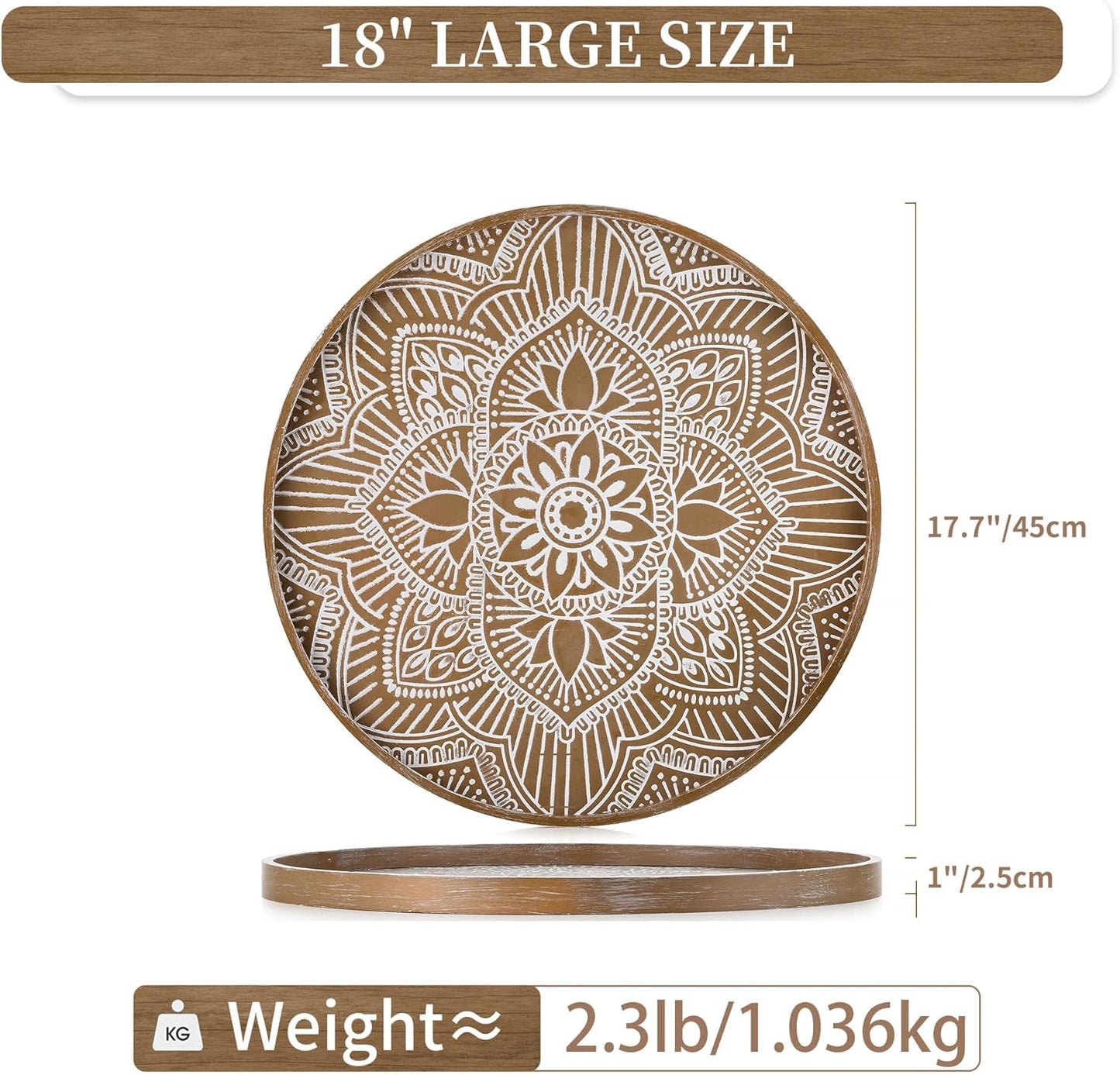 Dekotablett, 45 cm / Braun