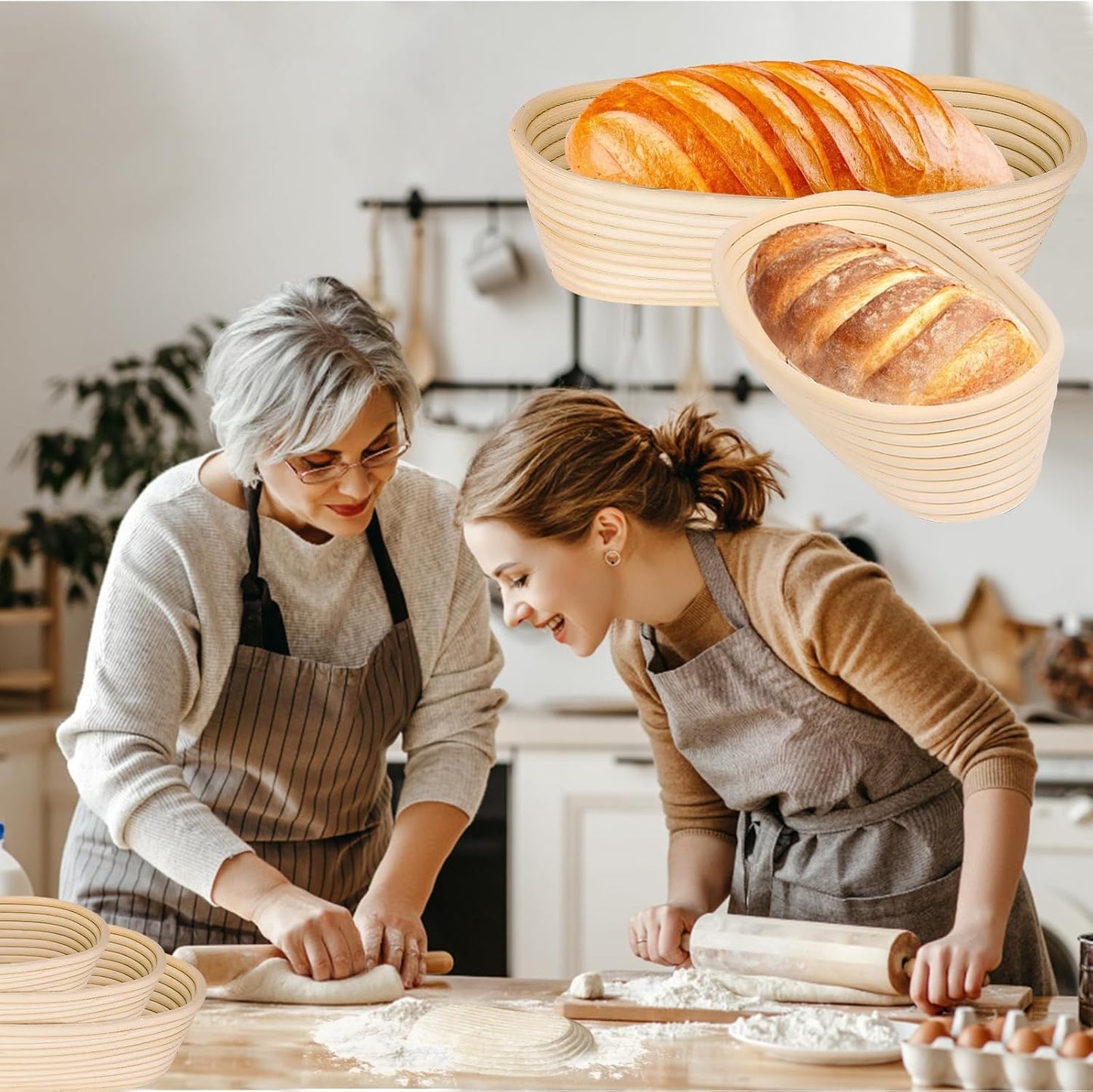 Ovales Gärkörbchen mit Leineneinsatz