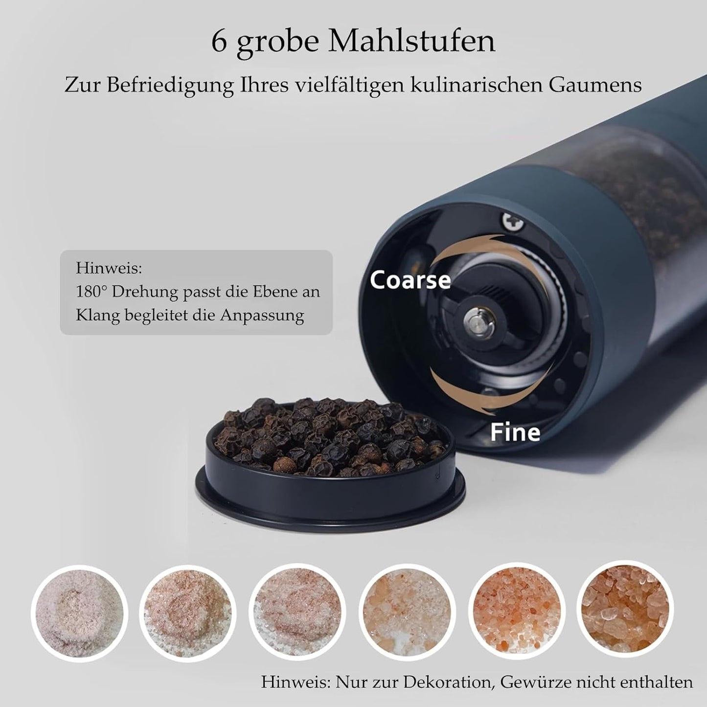 2er-Set Elektrische Salz- und Pfeffermühlen, Blaugrau