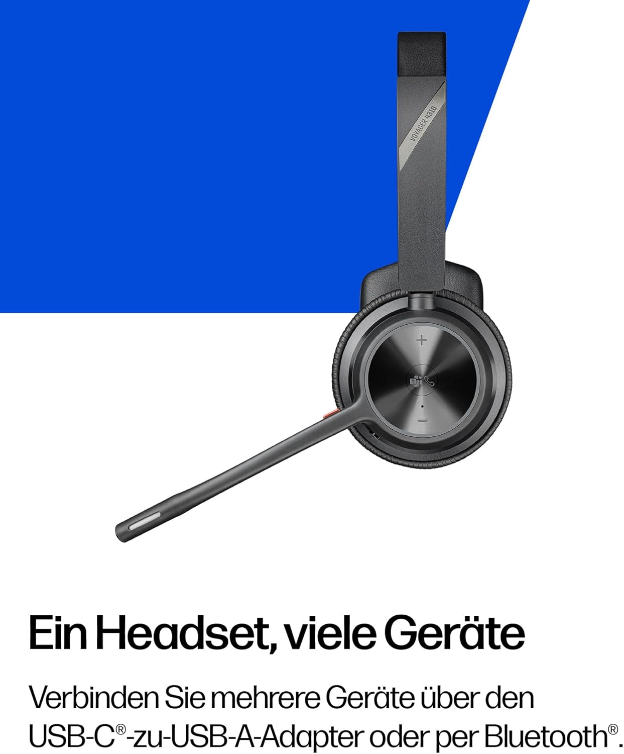 Voyager 4310 UC-Headset mit Ladestation, 2024 Version (USB-C & USB-A)