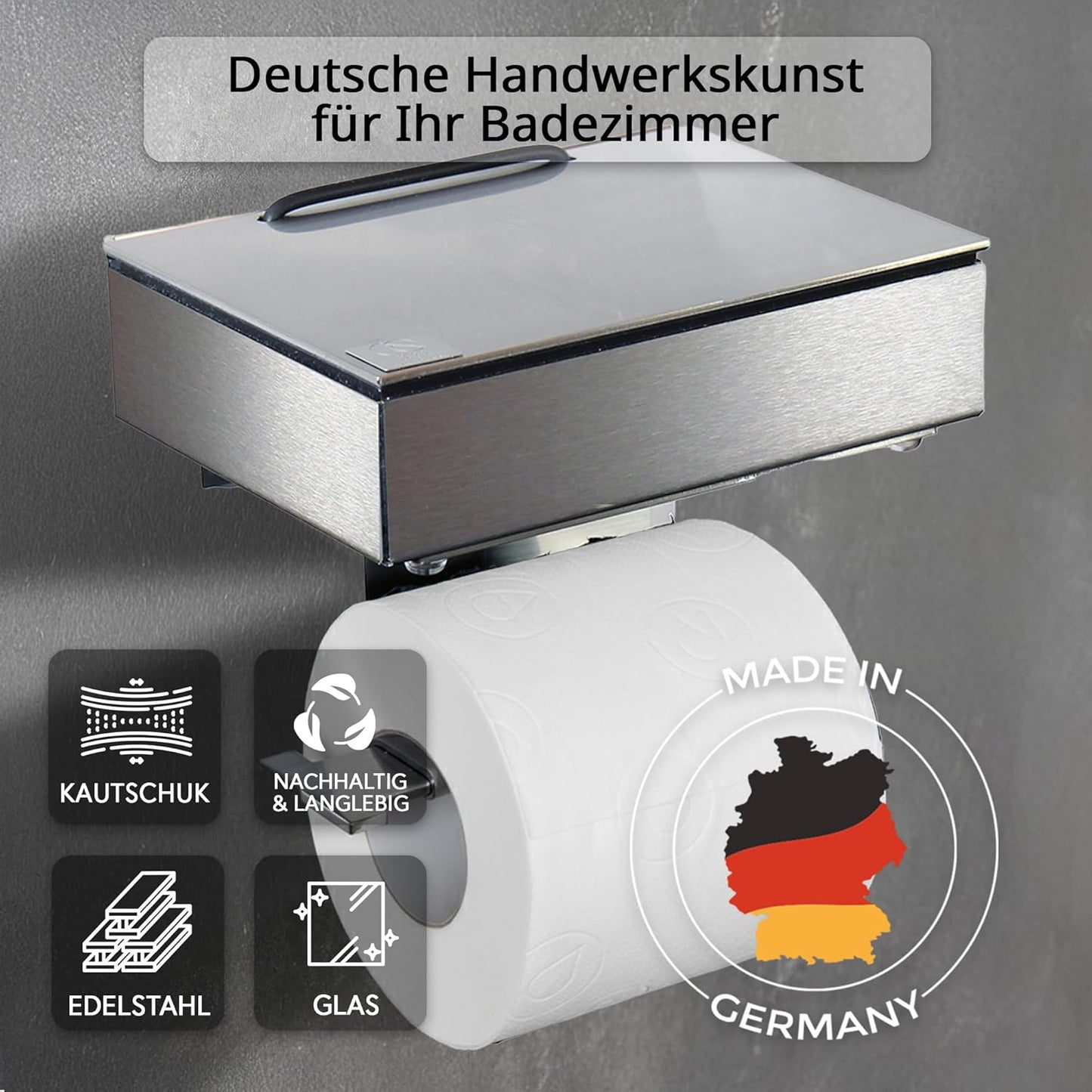 2-in-1 Toilettenpapier- und Feuchttuchhalter, Gehäuse Matt Abdeckung Edelstahl Befüllbar Von Links