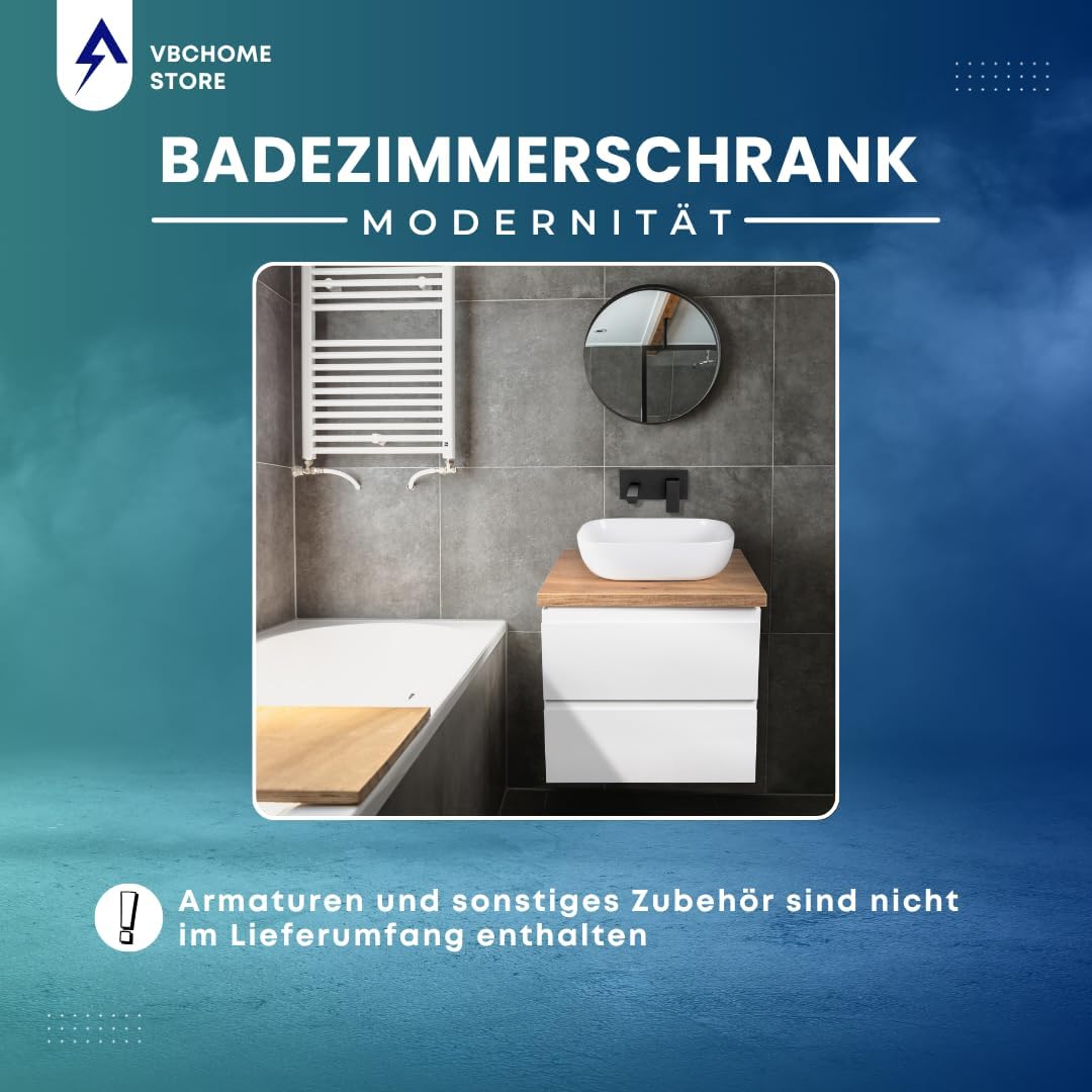 Unterschrank-Set mit Aufsatzwaschbecken, 1. Moduo Weiss 50 + Amelia 48
