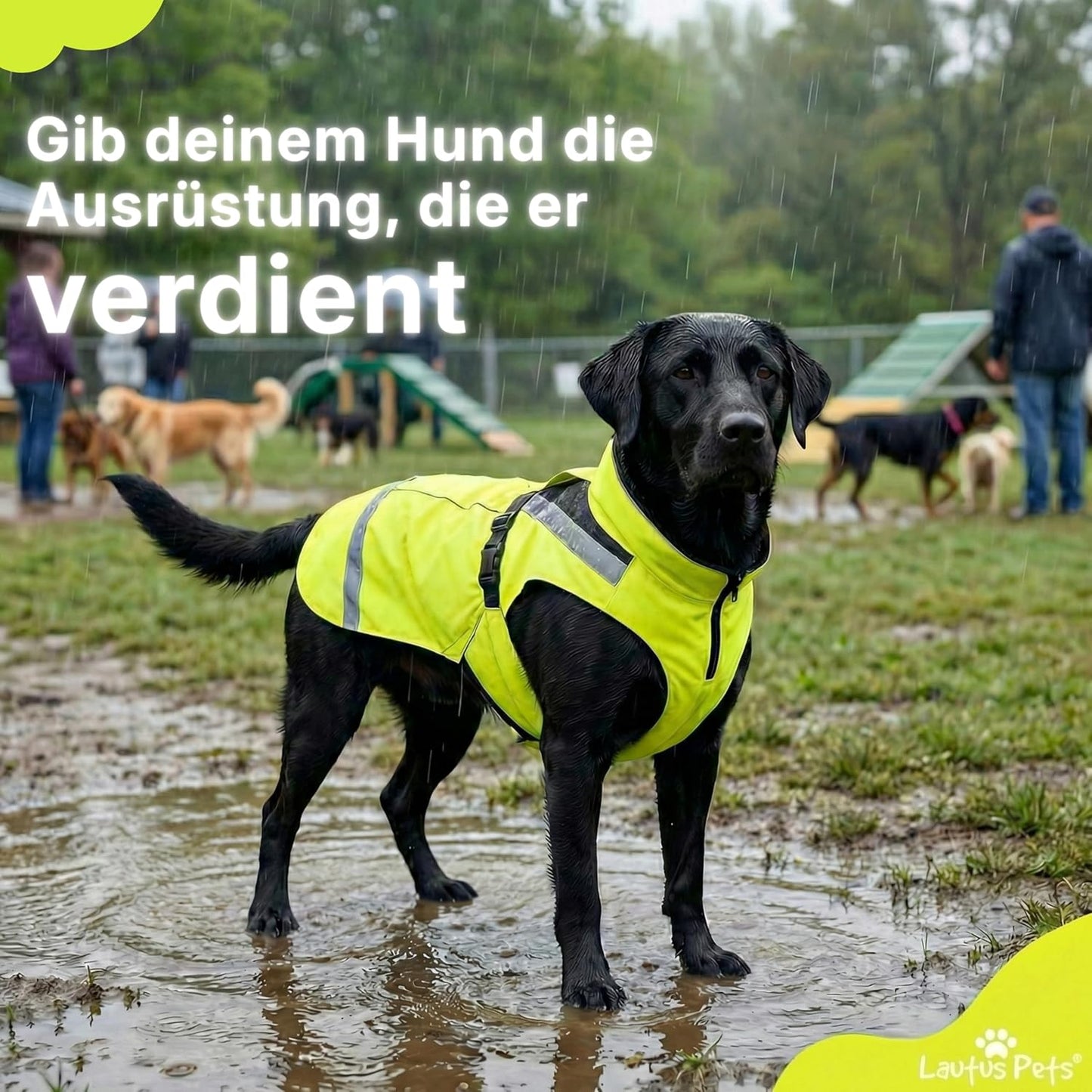 Wasserdichter Hunderegenmantel, Gelb 2XL