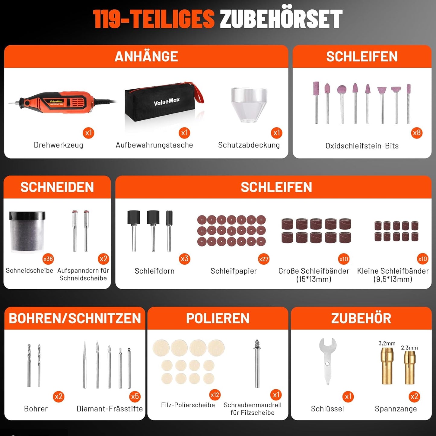 Multifunktionswerkzeug mit 120-teiligem Zubehörset