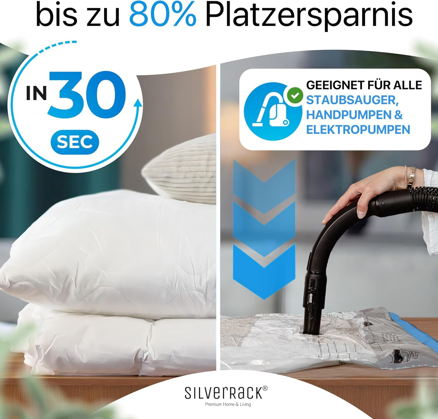 Vakuumbeutel-Set für Kleidung, 50x70 cm, 6x Beutel - (6xM (50x70 cm))