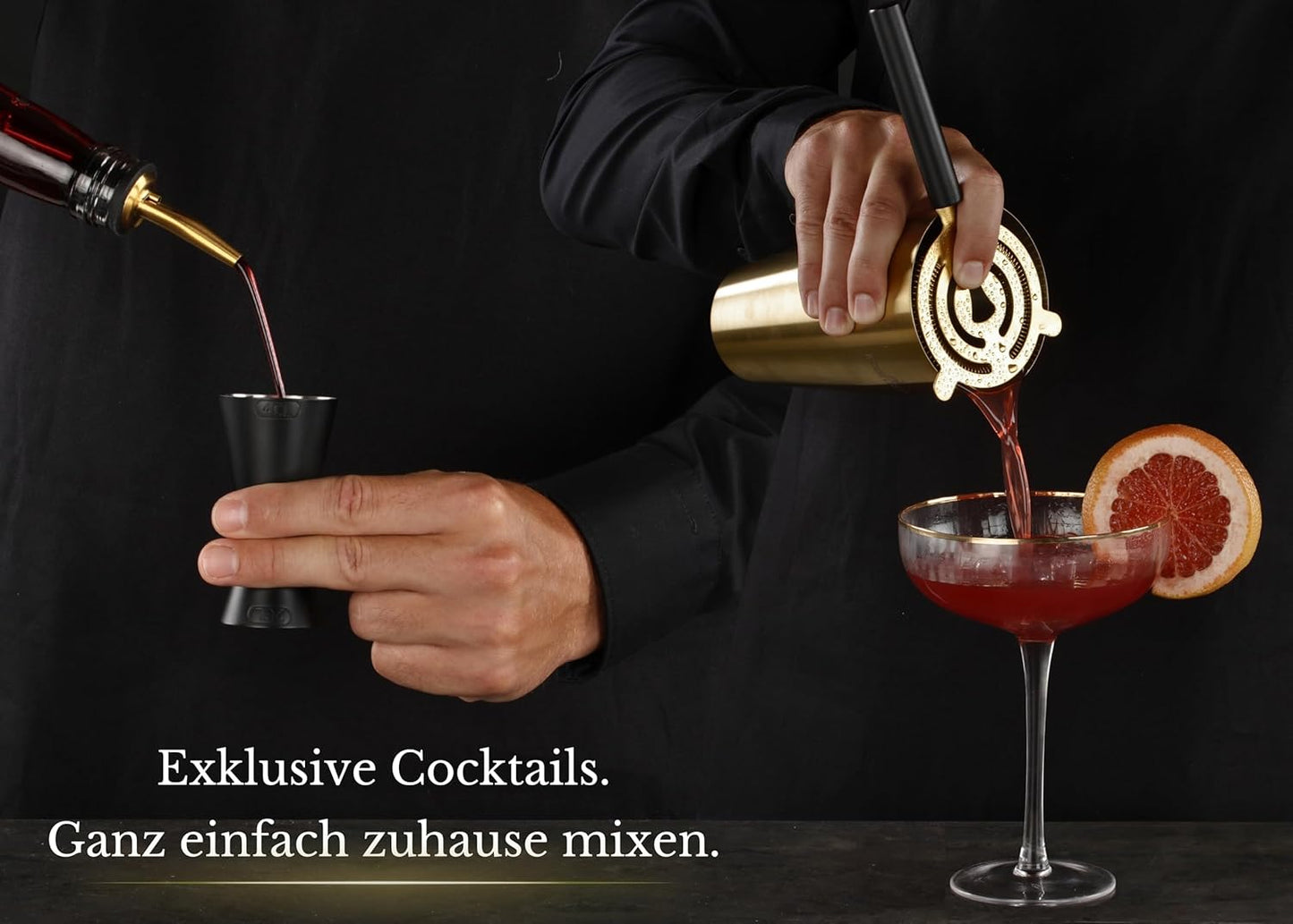 11-teiliges Cocktail-Shaker-Set, Schwarz-gold