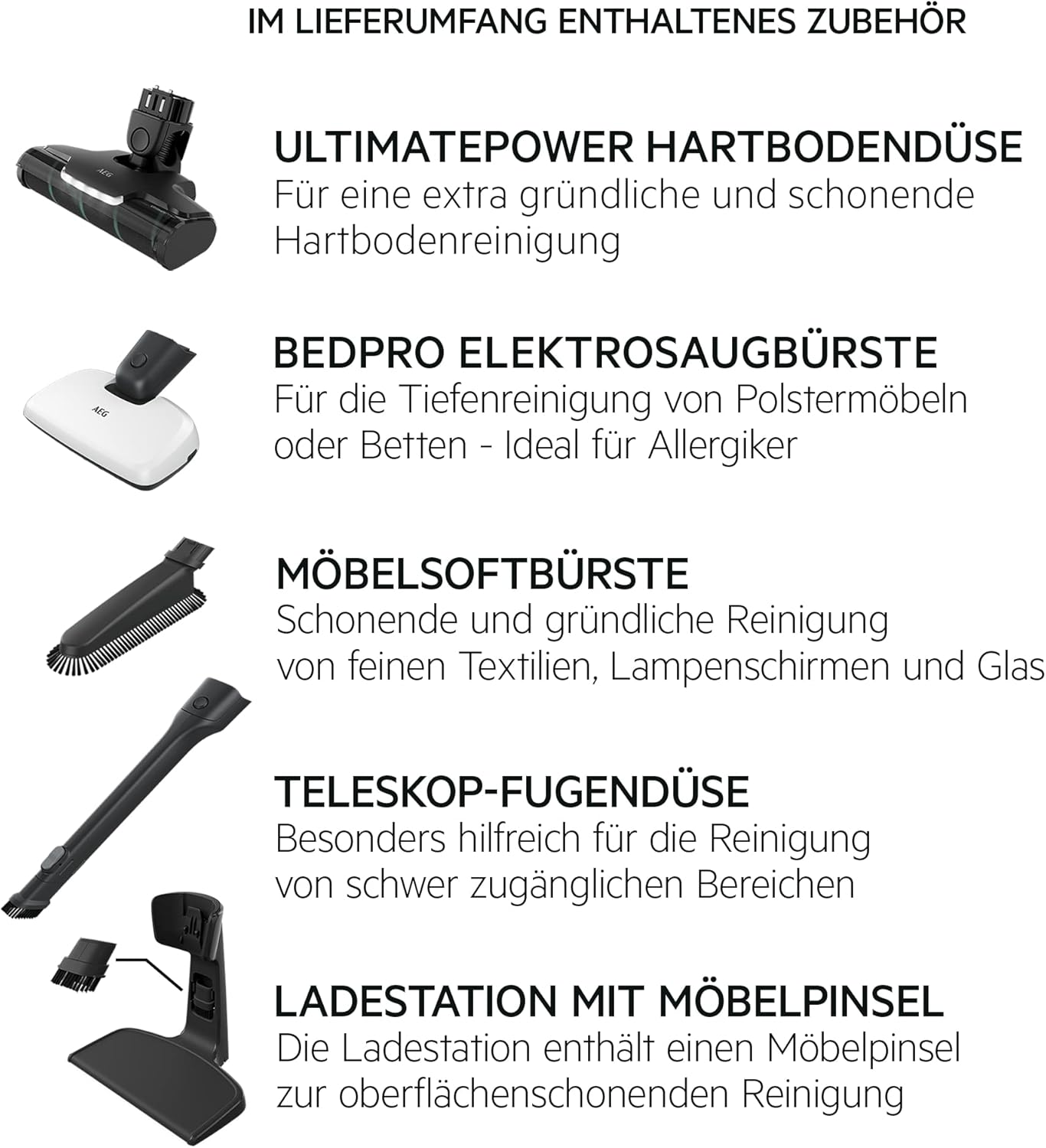 HYGIENIC 5000 AS52HP25SH - Kabelloser 2in1 Akku-Staubsauger mit Zubehör, Modell 2023 25,2V Weiss komplettes Zubehör