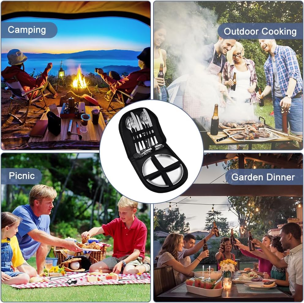 10-teiliges Besteck- & Geschirr-Set für das Camping, 10stücke