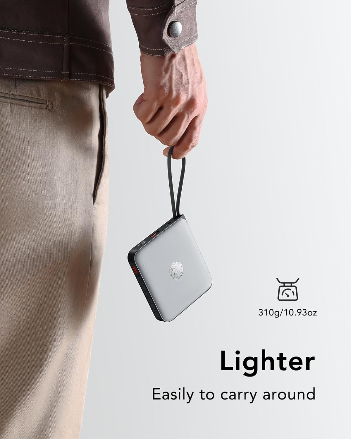 Powerbank mit Schnellladefunktion, Grau