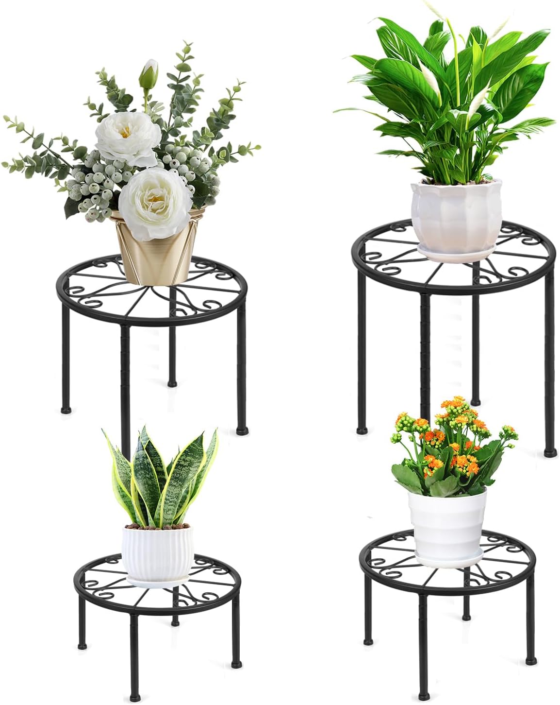 4-in-1 Blumenständer-Set, Schwarz