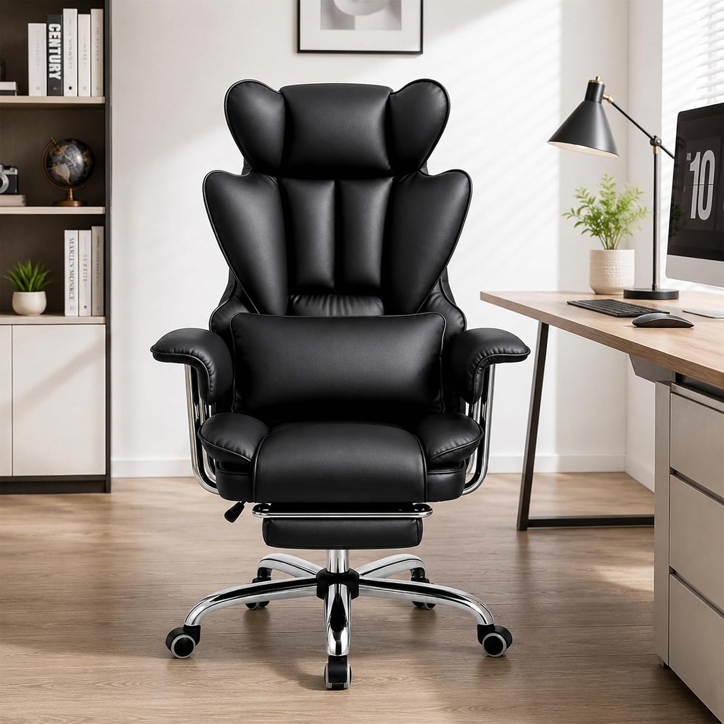 Ergonomischer Bürostuhl mit verstellbarer Lendenstütze, Schwarz